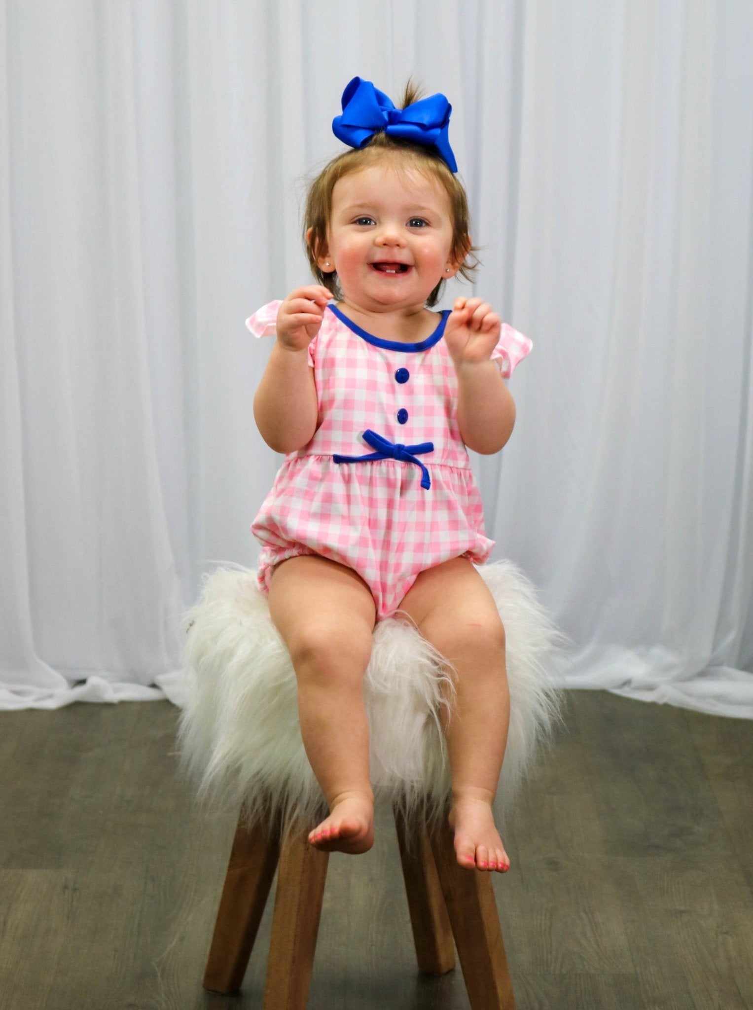 Pink Plaid Ruffle Bubble Romper - Marie Nicole Clothing