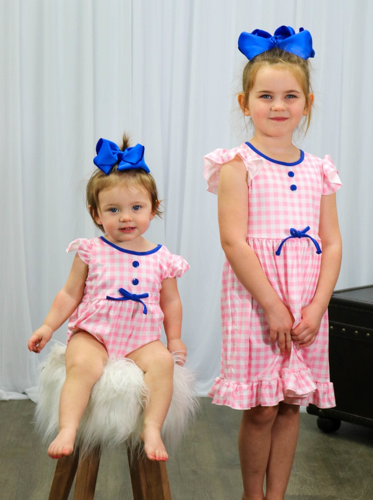 Pink Plaid Ruffle Bubble Romper - Marie Nicole Clothing