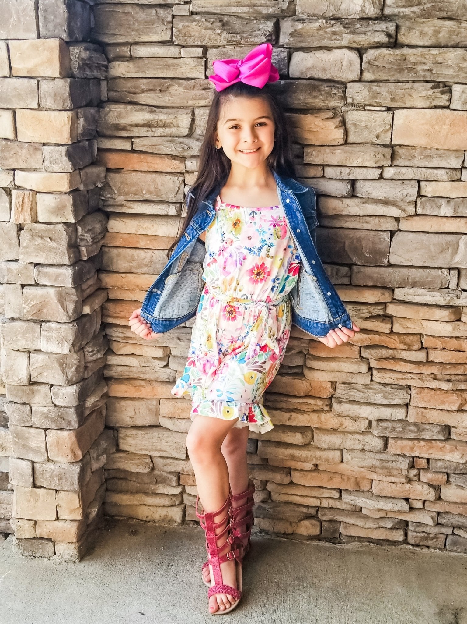 Pink Spring Floral Tie Romper - Marie Nicole Clothing