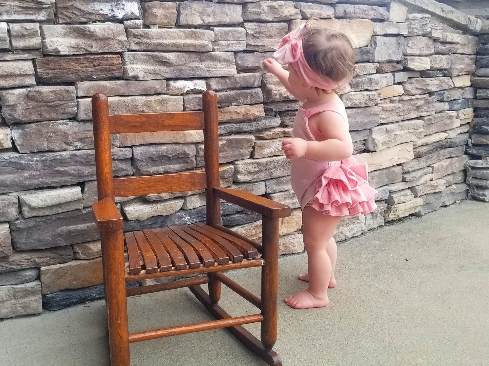 Pink Velvet Ruffle Bubble With Headband - Marie Nicole Clothing