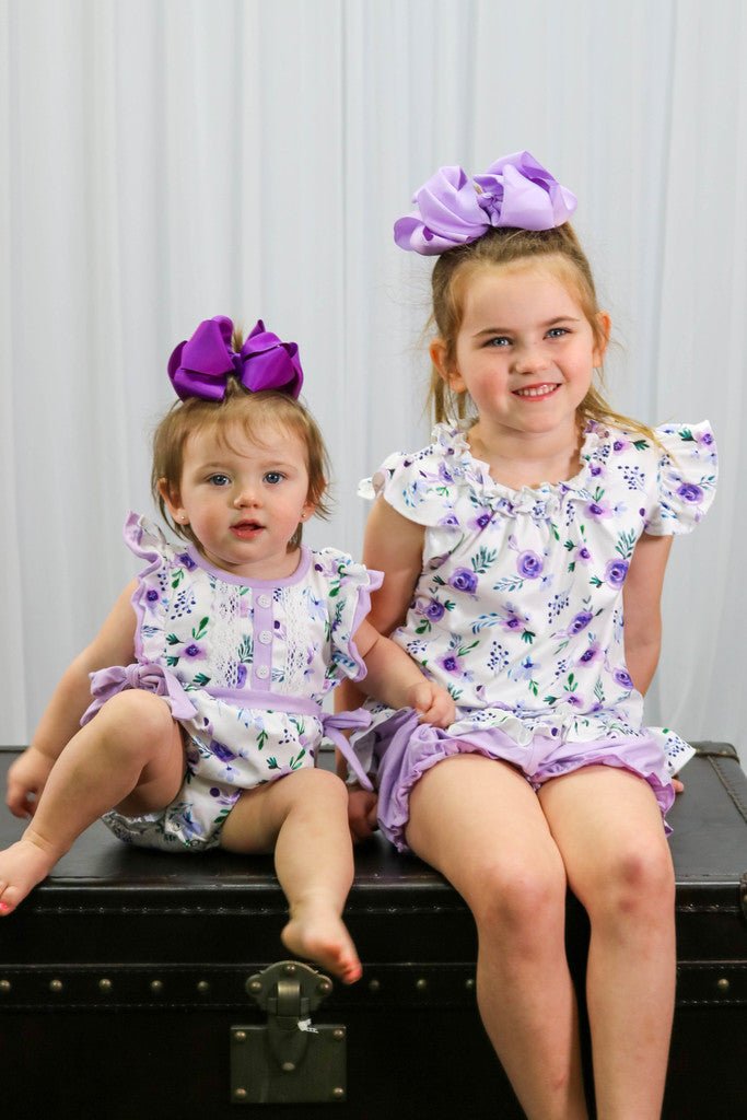 Purple Floral Ruffle Top & Shorts Outfit - Marie Nicole Clothing