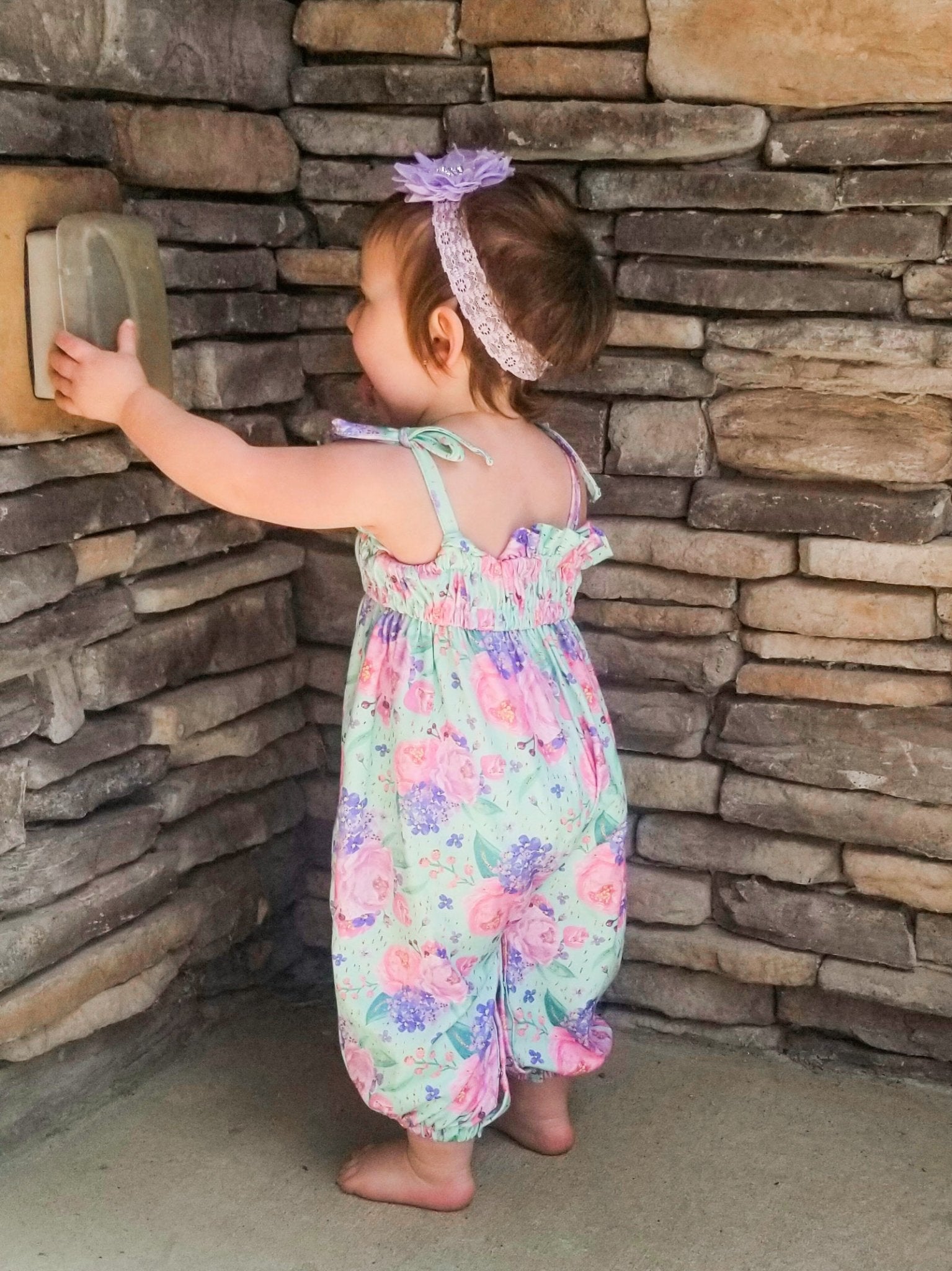 Purple & Mint Floral Tank Romper - Marie Nicole Clothing