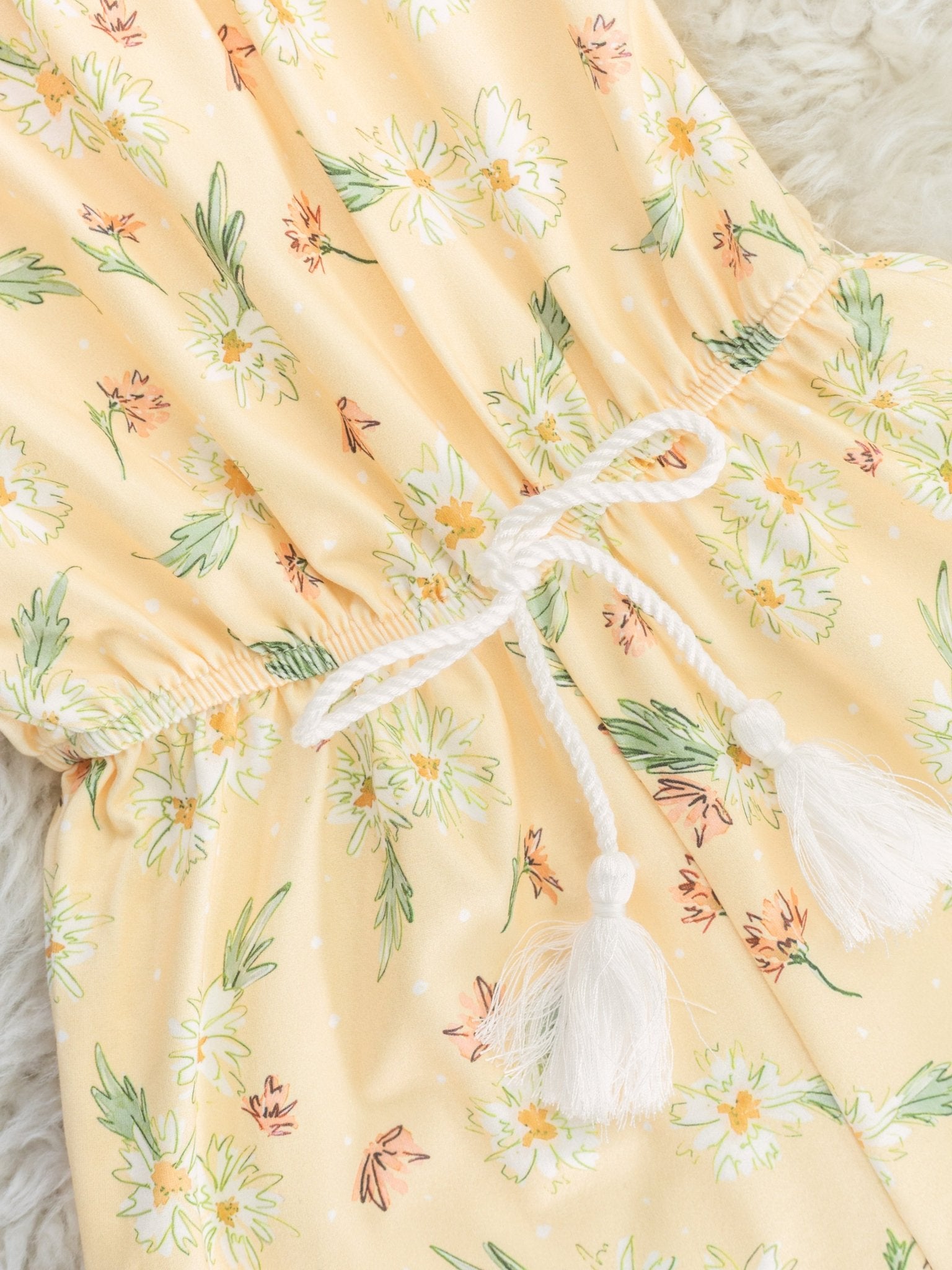 Pastel Yellow Daisy Ruffle Jumpsuit - Marie Nicole Clothing