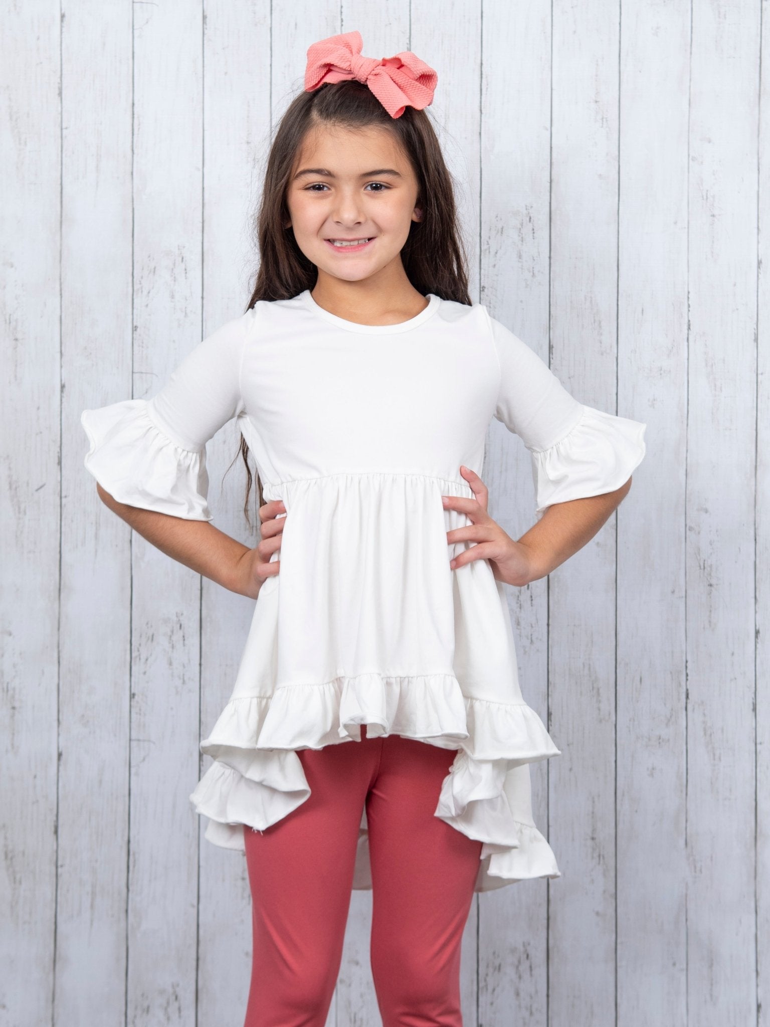 Cotton Icing Ruffle Leggings - Dusty Rose - Marie Nicole Clothing