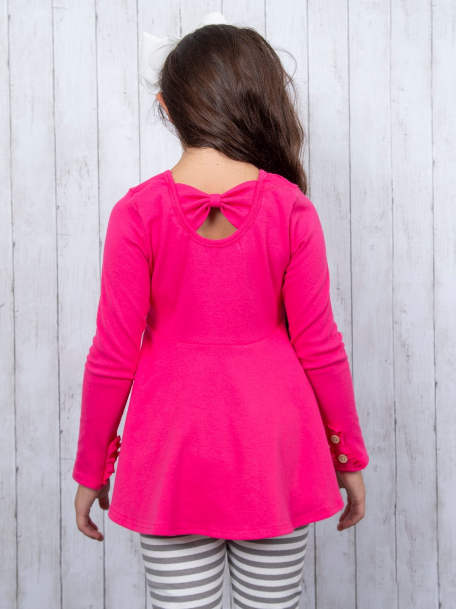 Cotton Bow Back Button Ruffle Sleeve Peplum Top - Multiple Colors - Marie Nicole Clothing