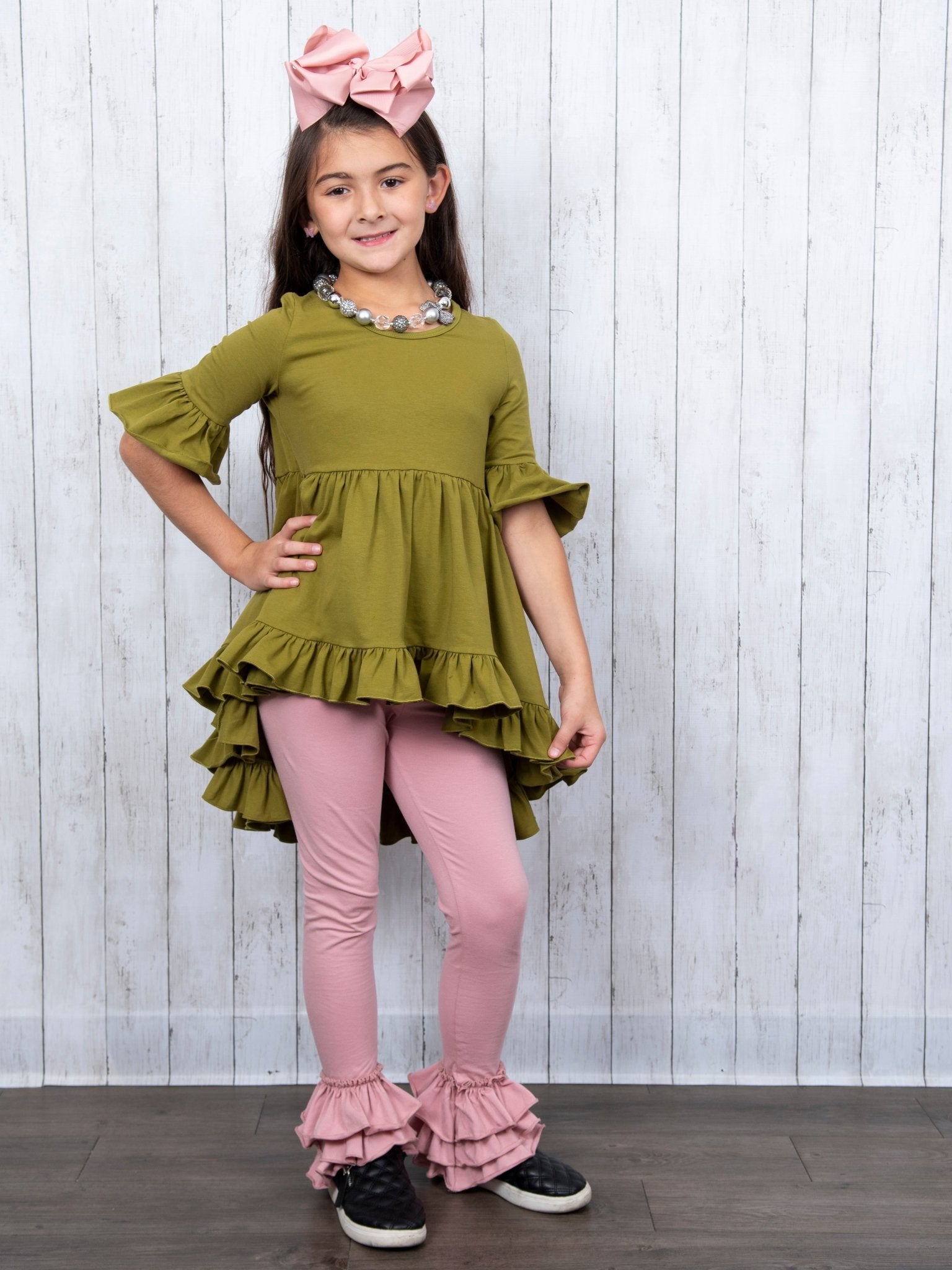 Cotton Bell - Sleeve Hi - Lo Ruffle Top - Multiple Colors - Marie Nicole Clothing