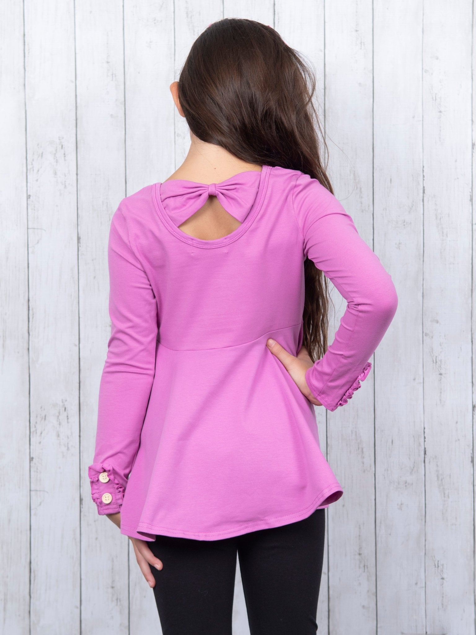 Cotton Bow Back Button Ruffle Sleeve Peplum Top - Bright Colors - Marie Nicole Clothing
