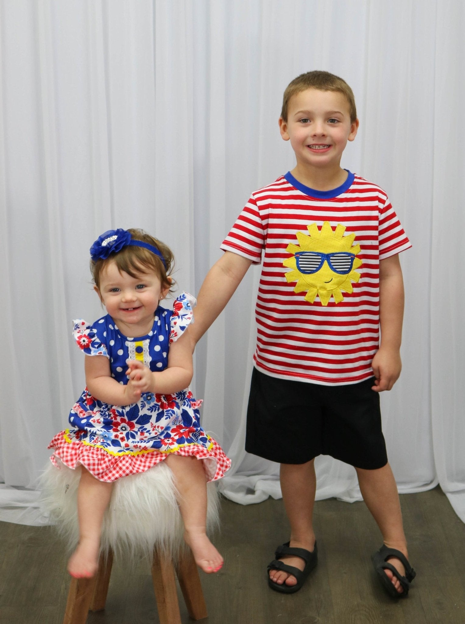 Red, White, & Blue Sunshine Ruffle Dress - Marie Nicole Clothing