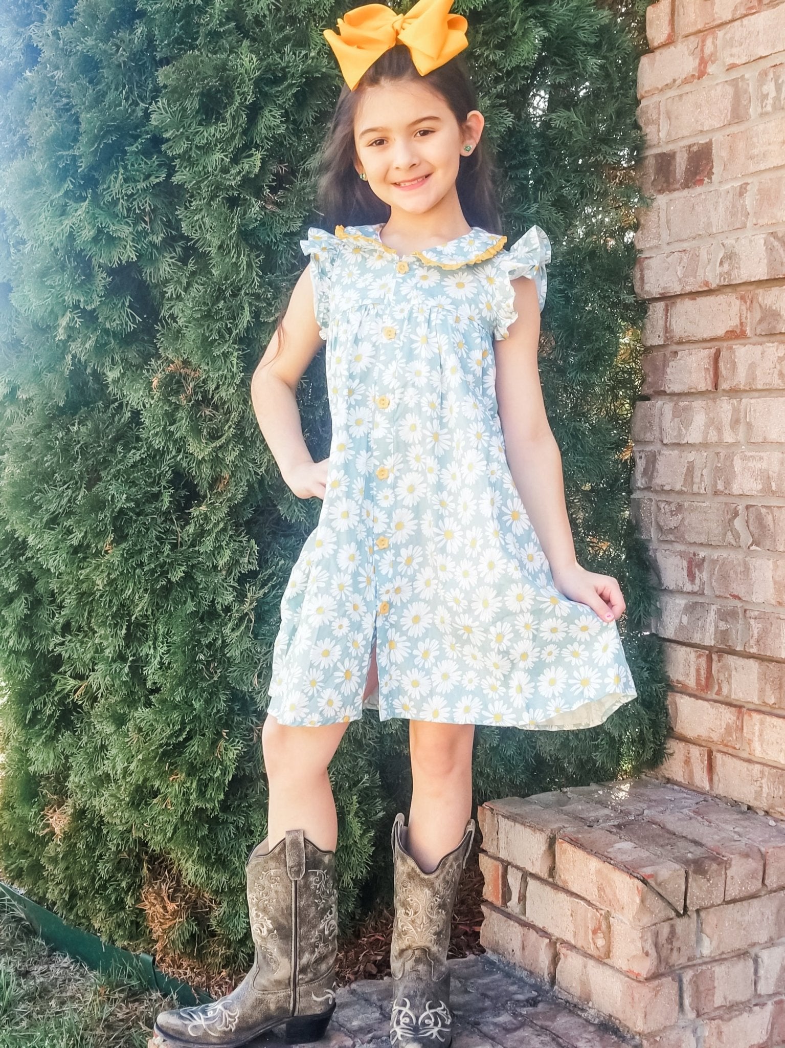 Spring Daisy Ruffle Dress - Marie Nicole Clothing