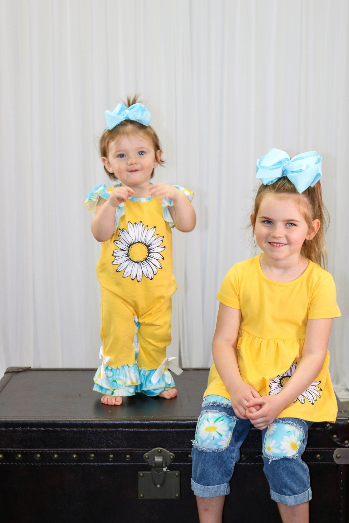 Yellow & Blue Flower Tunic & Denim Outfit - Marie Nicole Clothing
