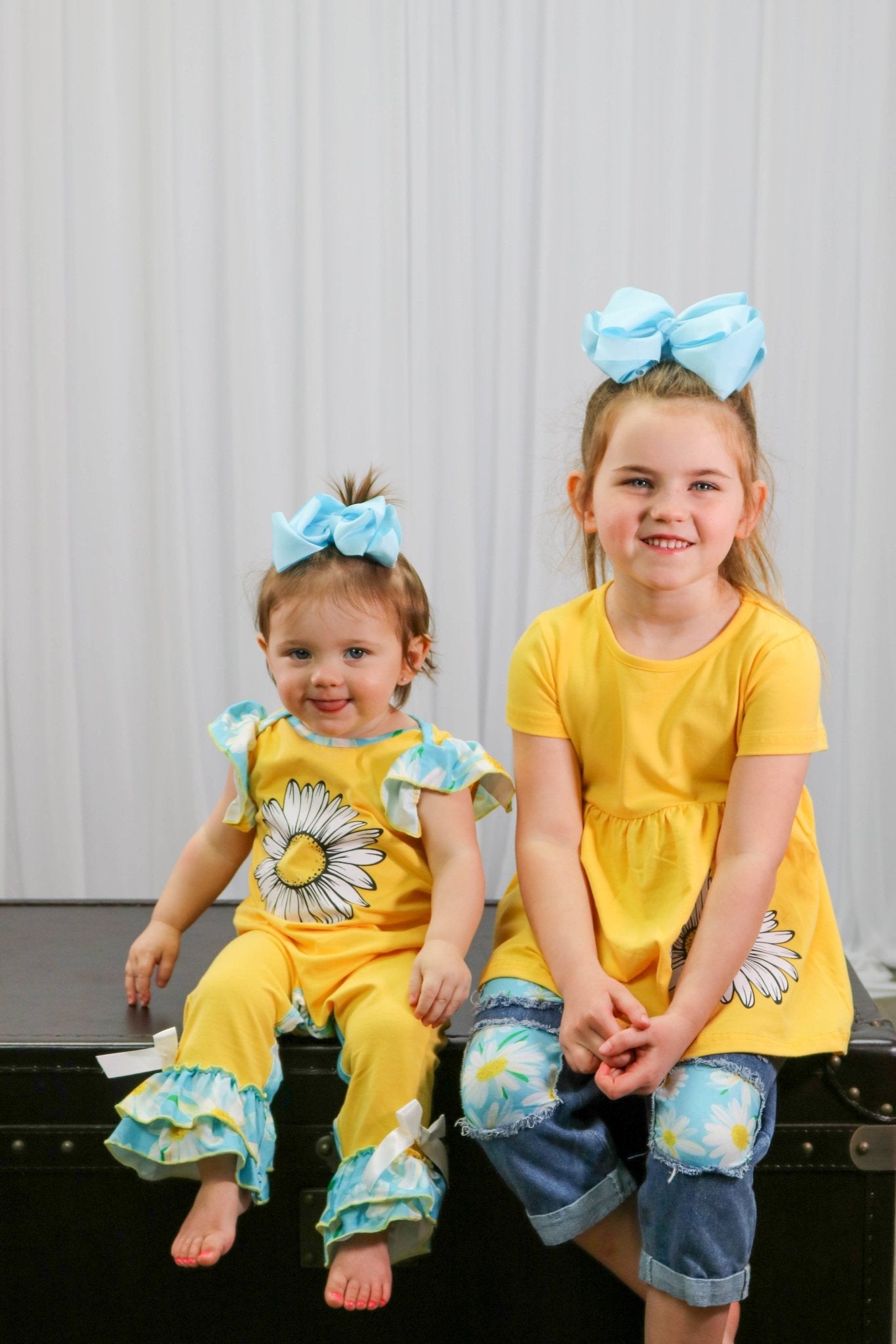 Yellow & Blue Flower Tunic & Denim Outfit - Marie Nicole Clothing