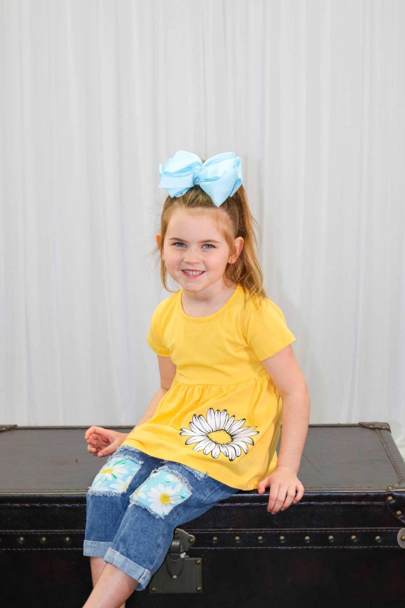 Yellow & Blue Flower Tunic & Denim Outfit - Marie Nicole Clothing