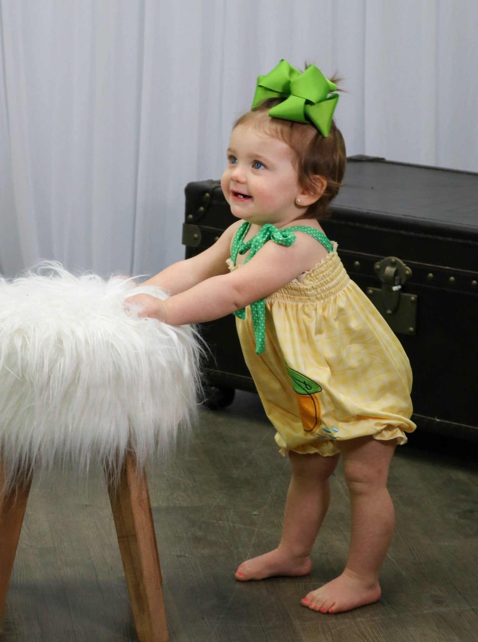 Yellow & Green Lemons Tie Romper - Marie Nicole Clothing