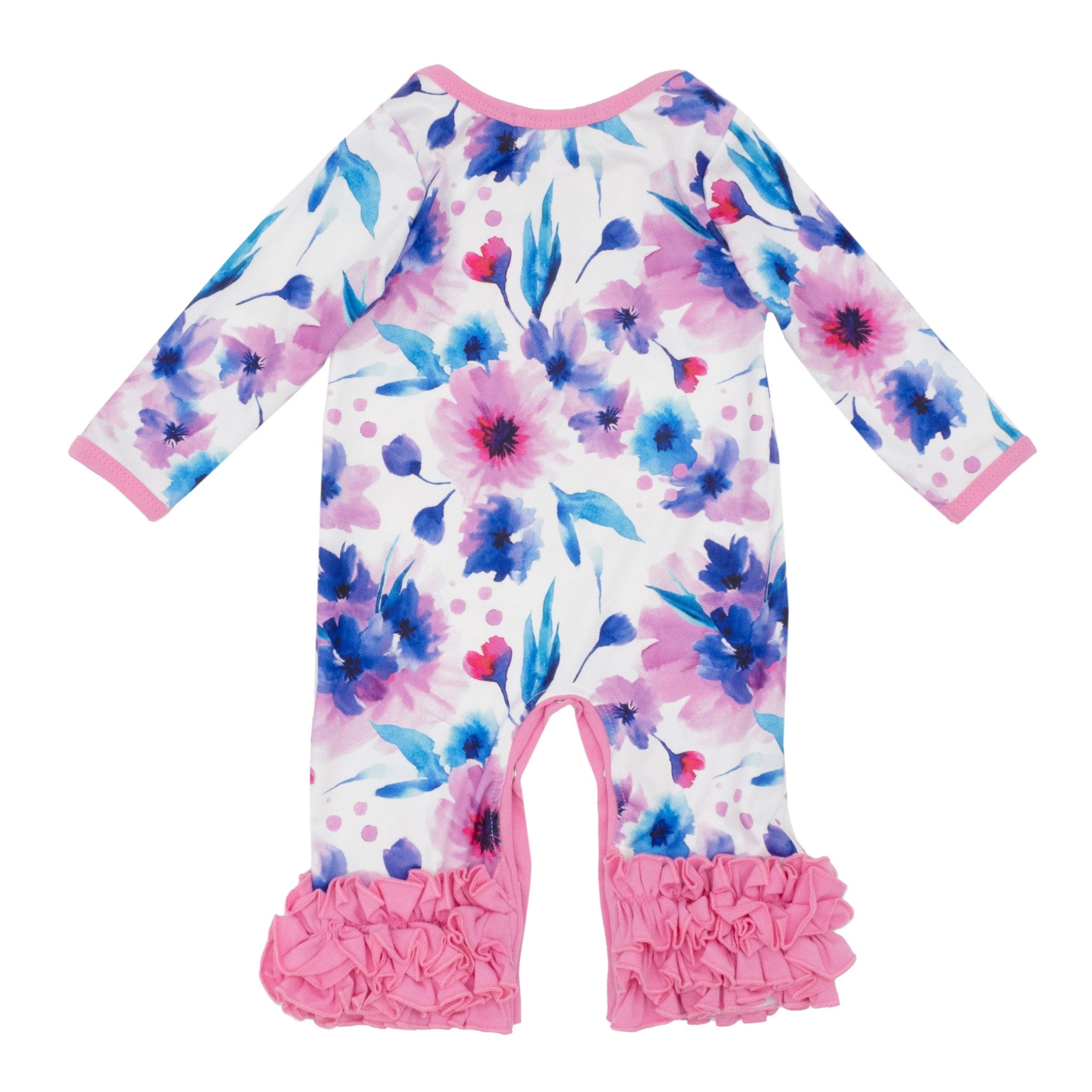 Pink Watercolor Anemone Icing Romper - Marie Nicole Clothing