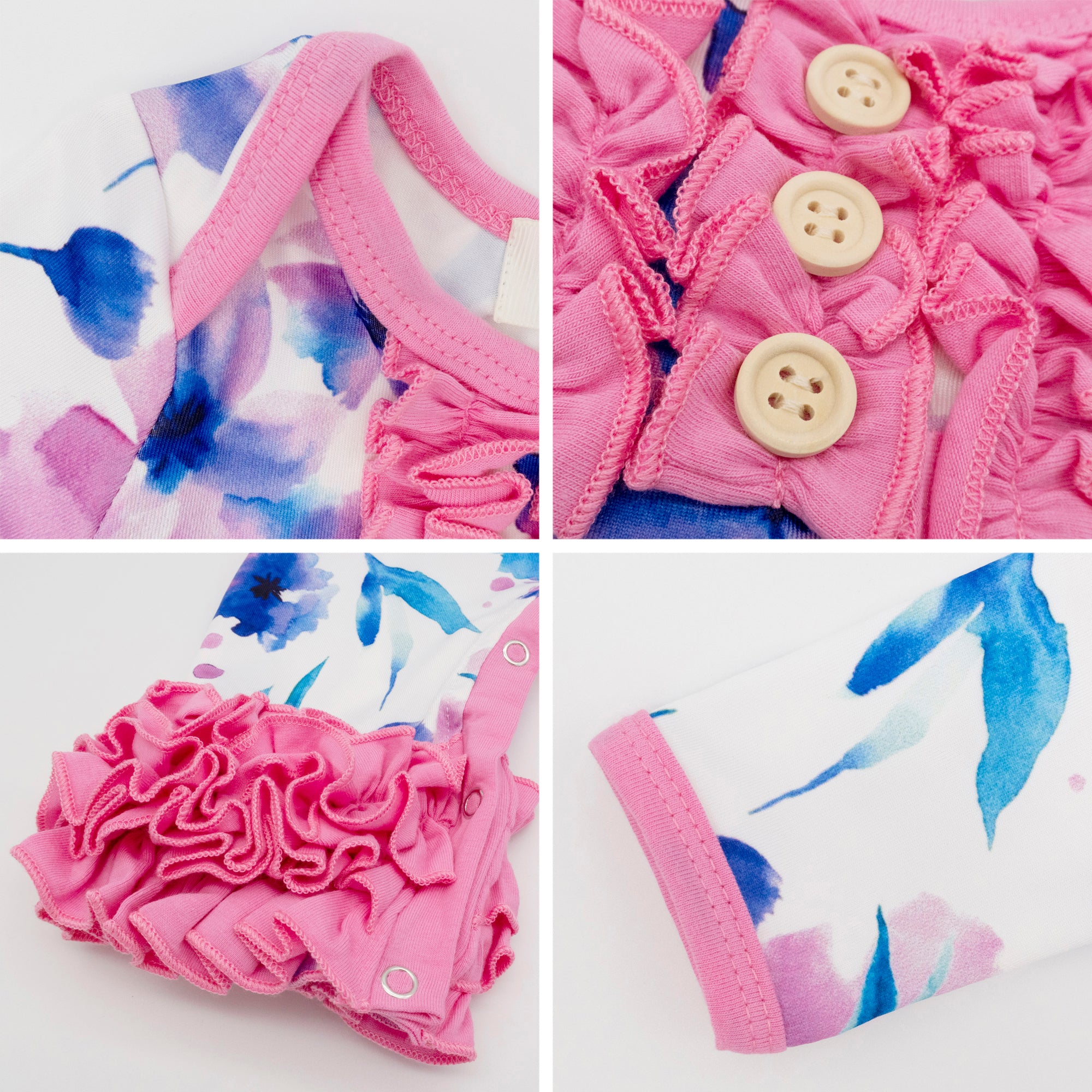 Pink Watercolor Anemone Icing Romper - Marie Nicole Clothing