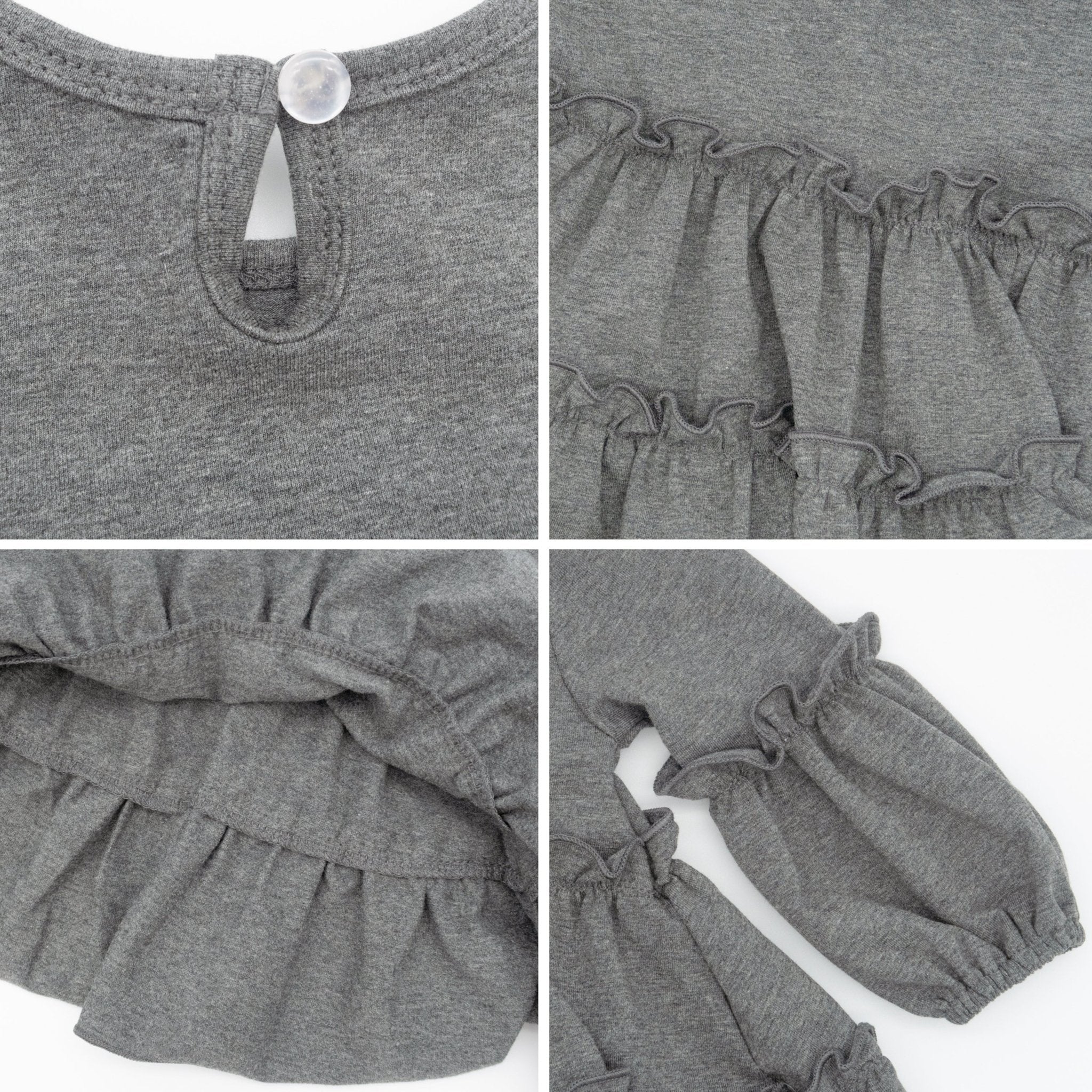 Cotton Ruffle Swing Top - Heather Grey - Marie Nicole Clothing