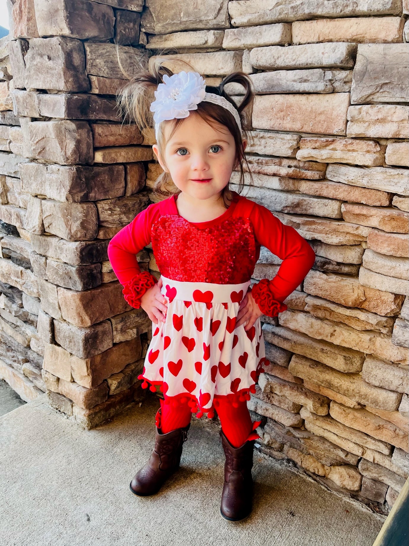 Sparkly Red Heart Tie Dressy Romper - Marie Nicole Clothing