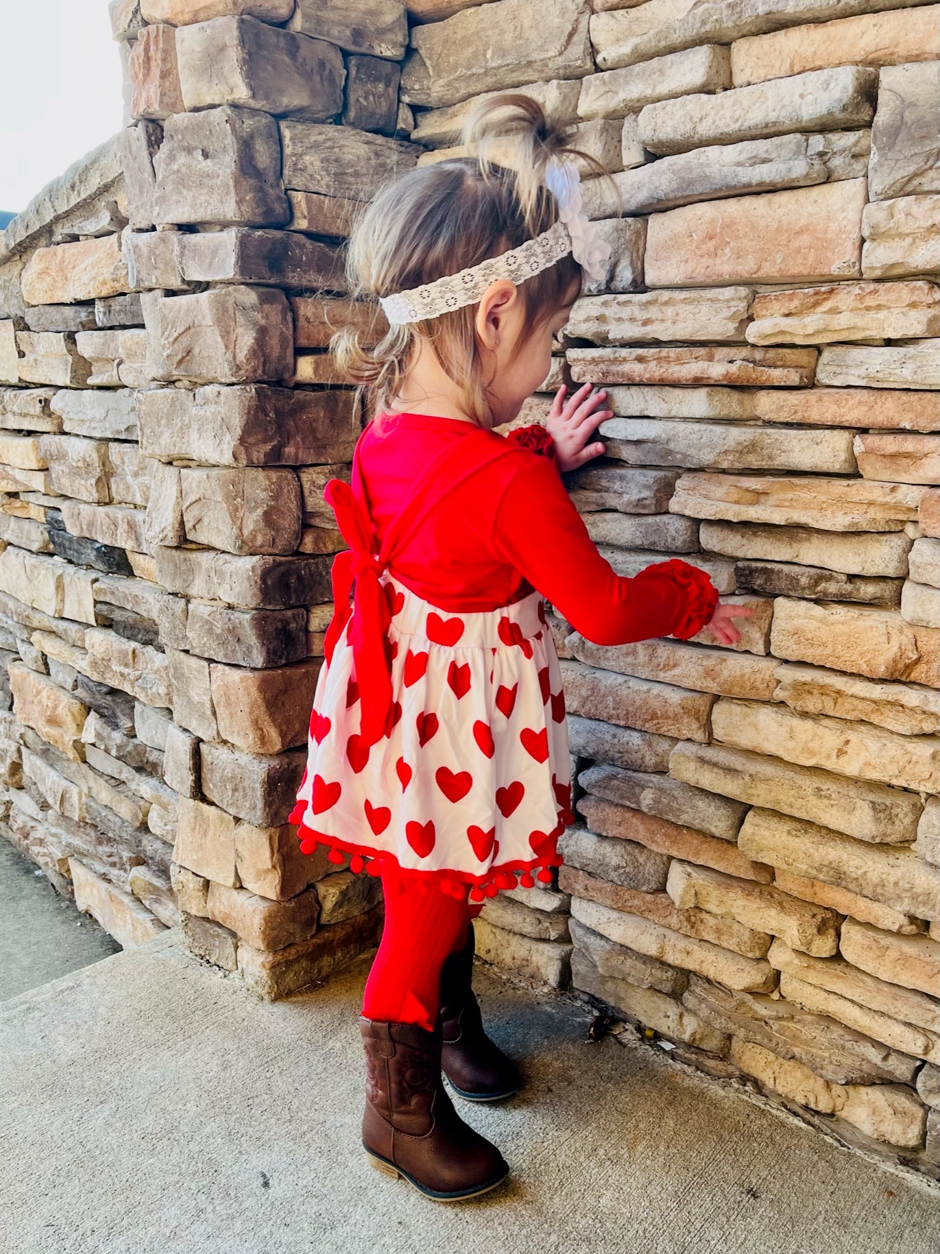 Sparkly Red Heart Tie Dressy Romper - Marie Nicole Clothing