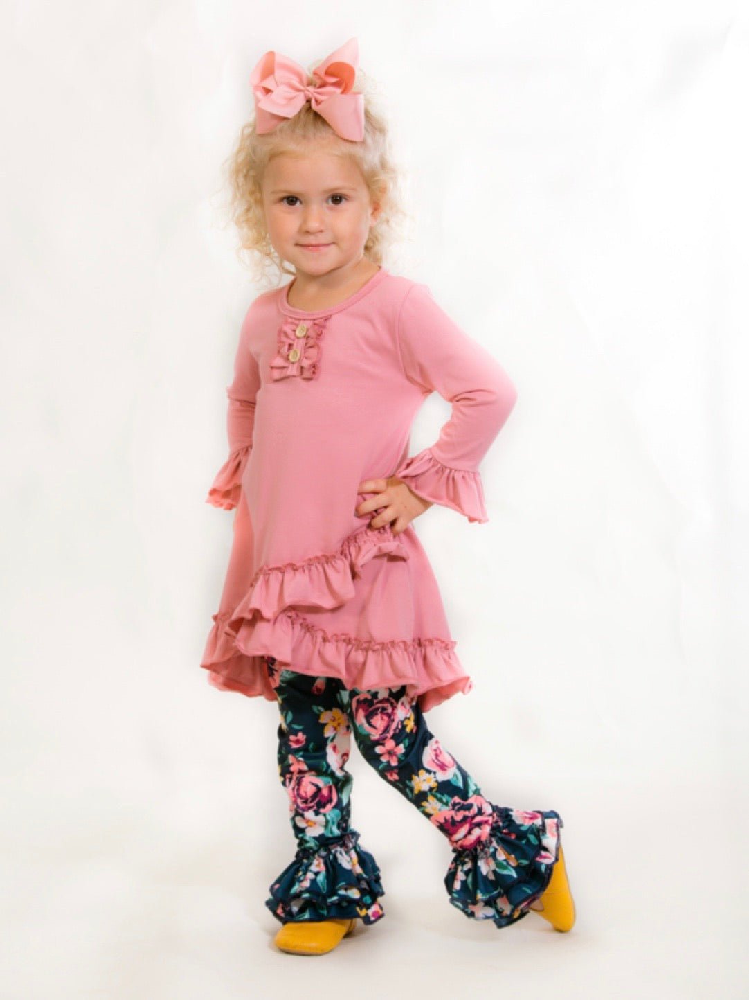 Bell Ruffle Legging - Midnight Floral - Marie Nicole Clothing
