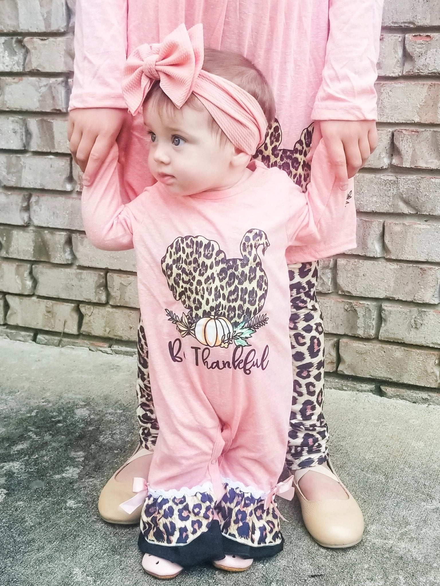 Be Thankful Leopard Turkey Ruffle Romper - Marie Nicole Clothing