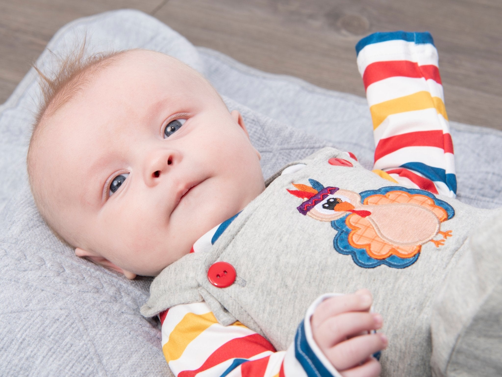 Striped Onesie & Turkey Overall Set - Marie Nicole Clothing