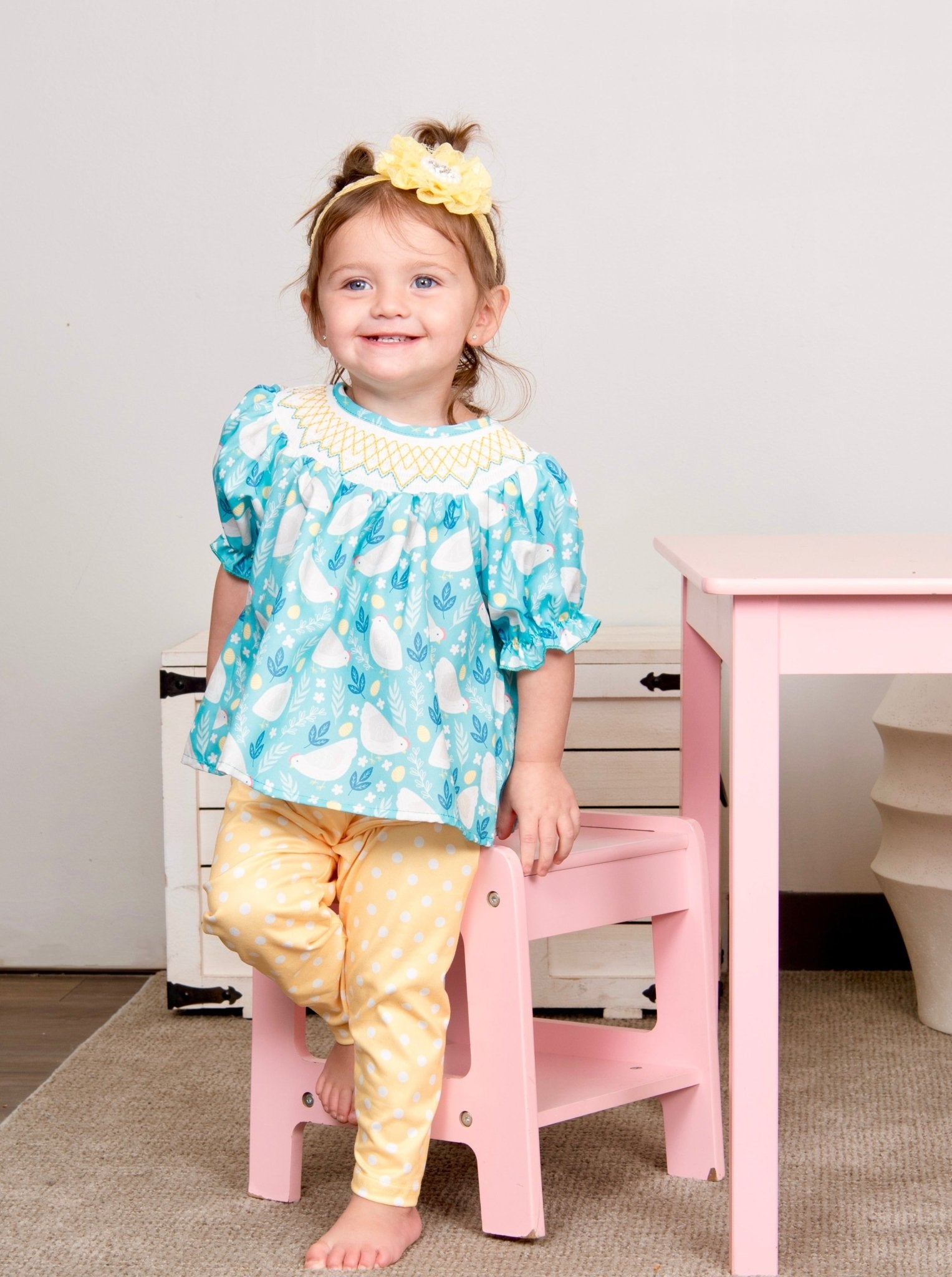 Sky Blue Smocked Chicken Outfit - Marie Nicole Clothing