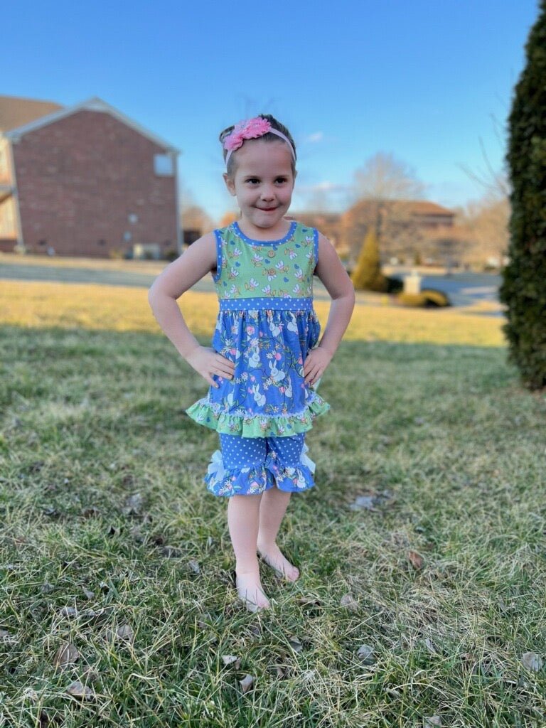 Estella's Easter Bunnies Ruffle Outfit - Marie Nicole Clothing