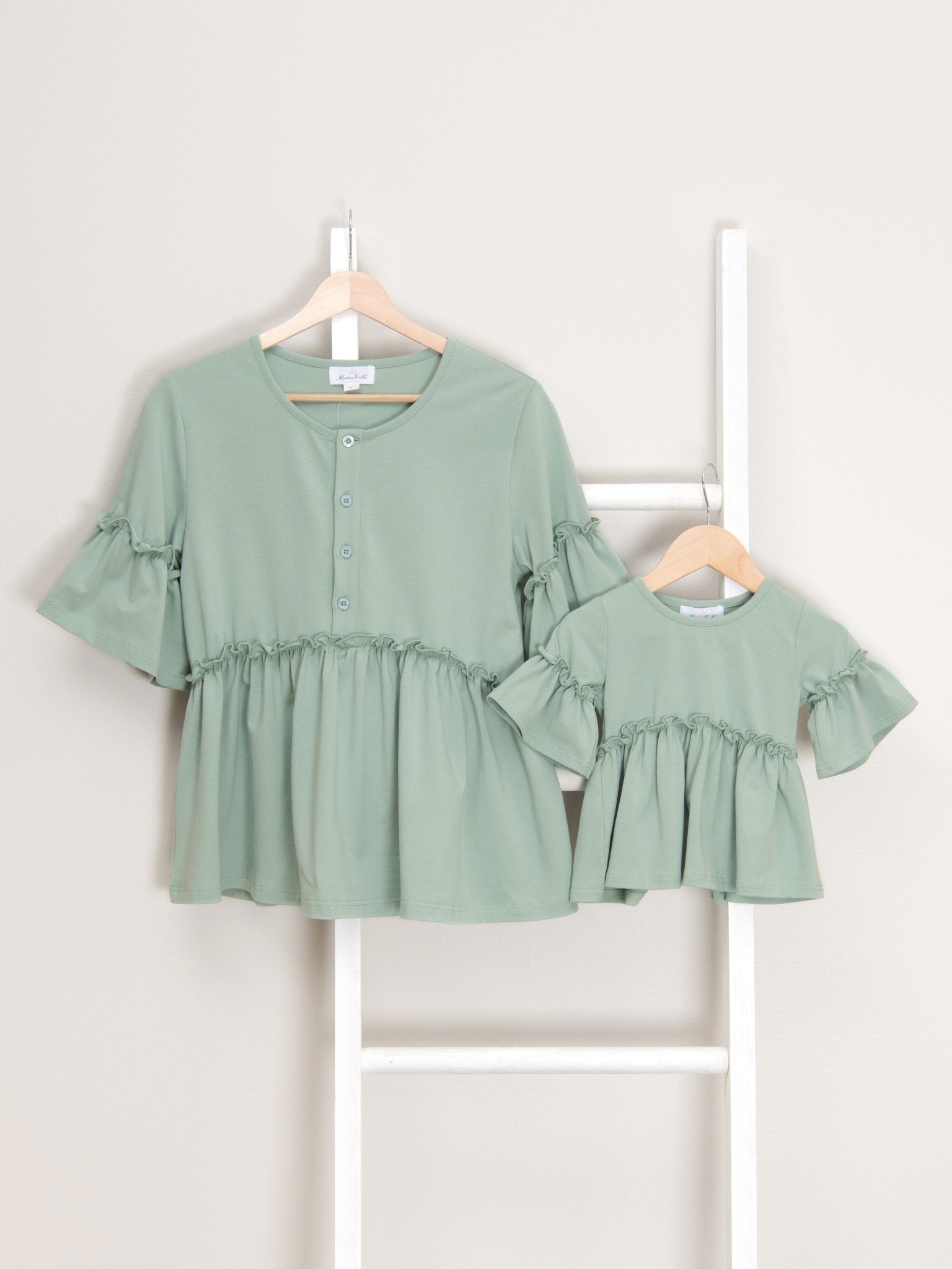 Mom & Me Mint Cotton Ruffle Tunic - Marie Nicole Clothing