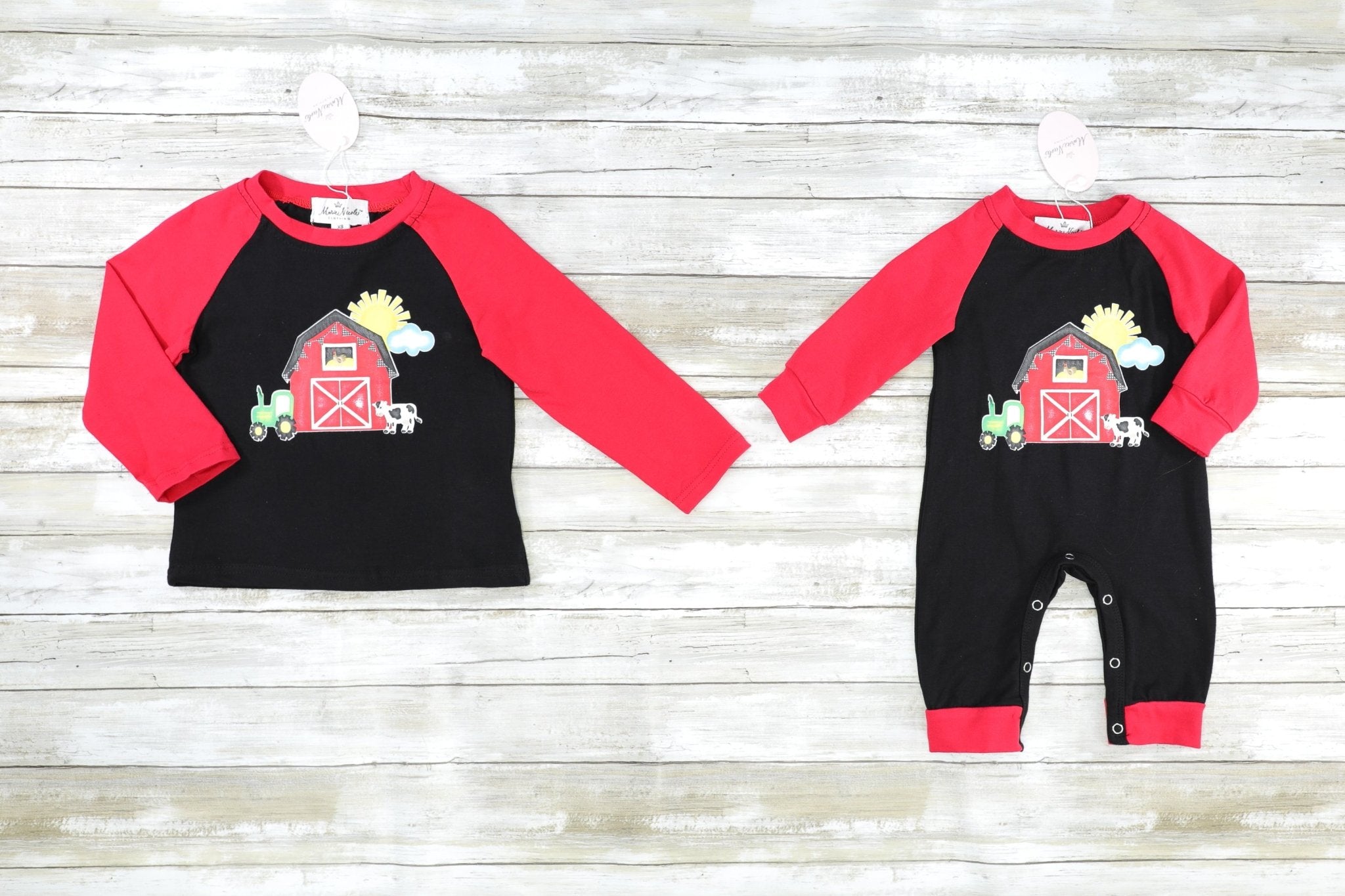 Red Raglan Barn Shirt - Marie Nicole Clothing