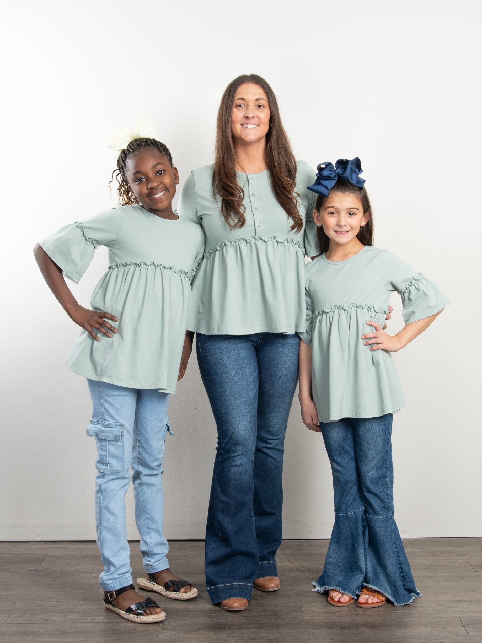 Mom & Me Mint Cotton Ruffle Tunic - Marie Nicole Clothing