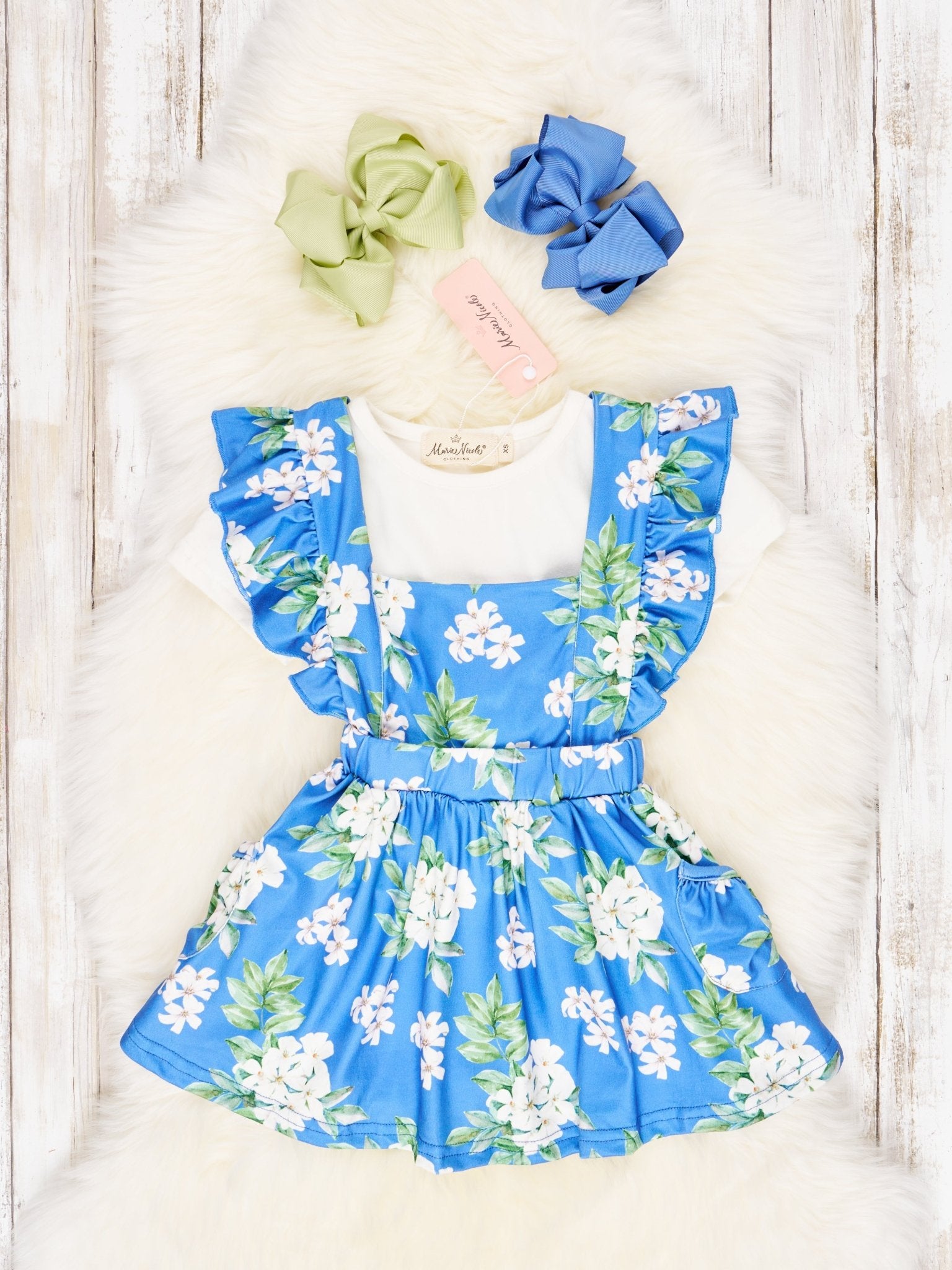 Hydrangea Overall Dress Outfit - Marie Nicole Clothing