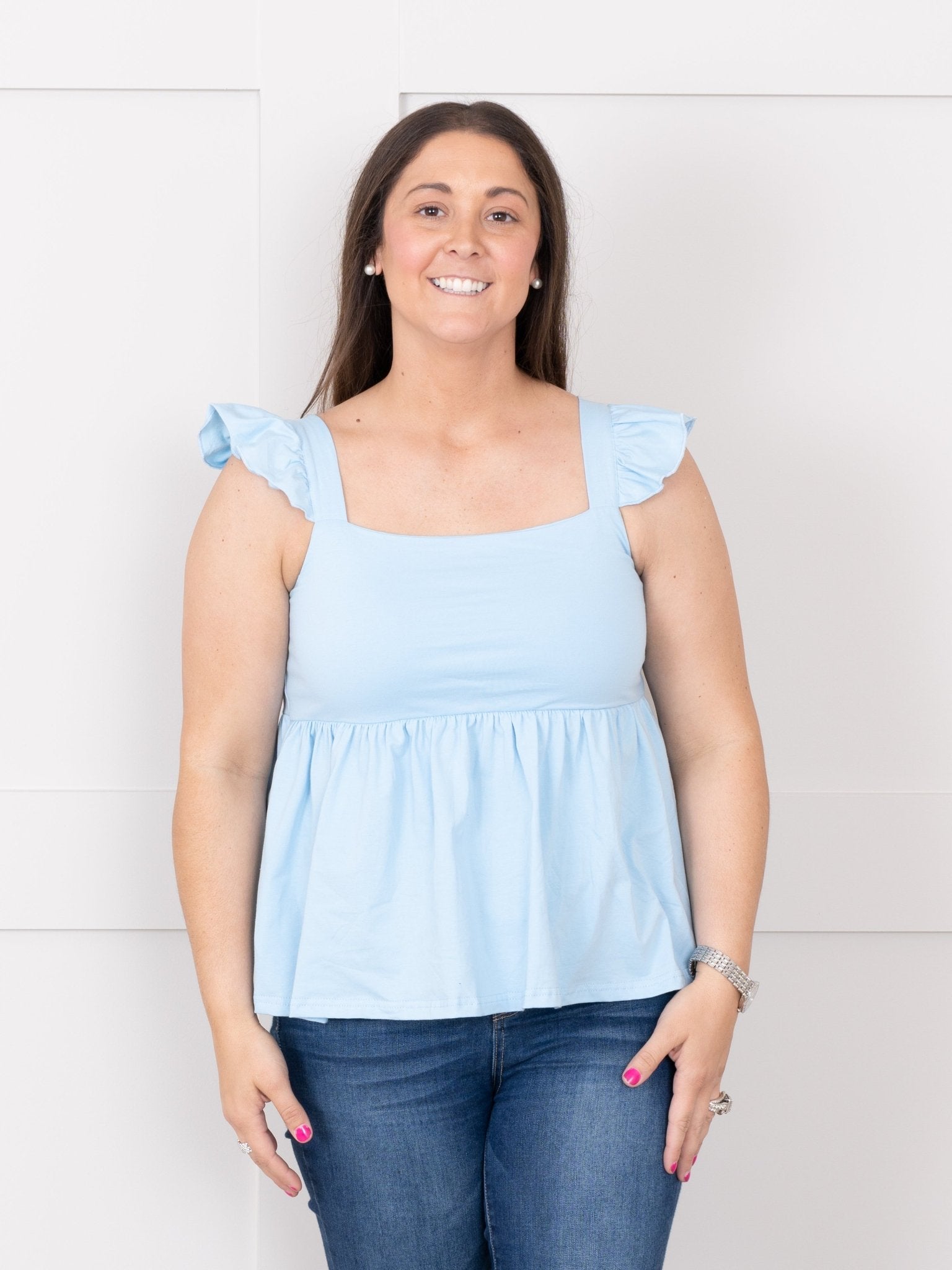 Mom & Me Light Blue Ruffle Tank - Marie Nicole Clothing