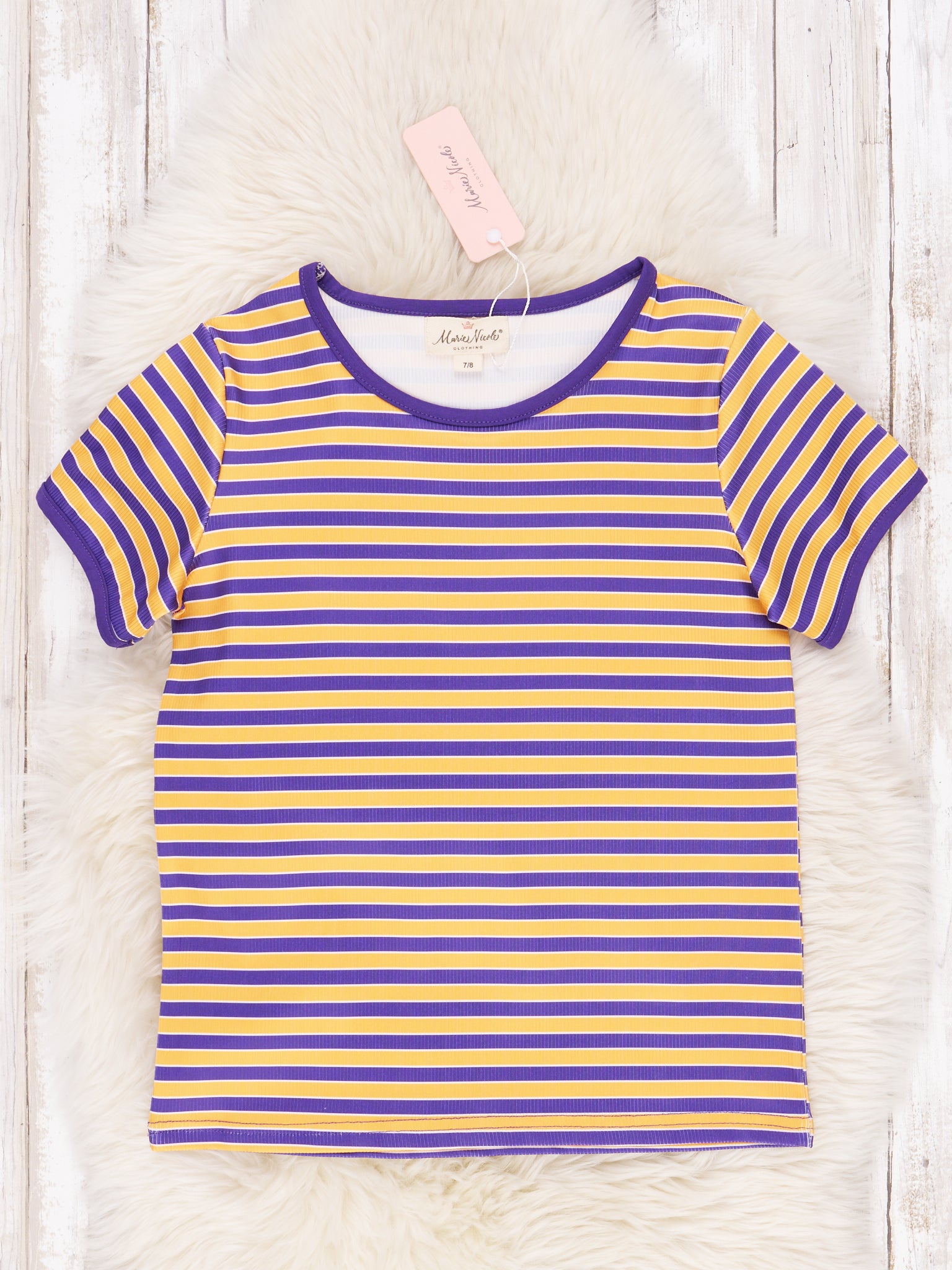 Pre - Teen Purple & Gold Striped Shirt - Marie Nicole Clothing