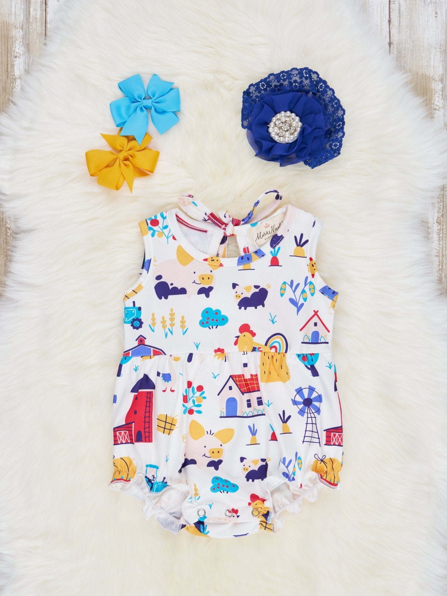 Barn Buddies Ruffle Bubble Romper - Marie Nicole Clothing