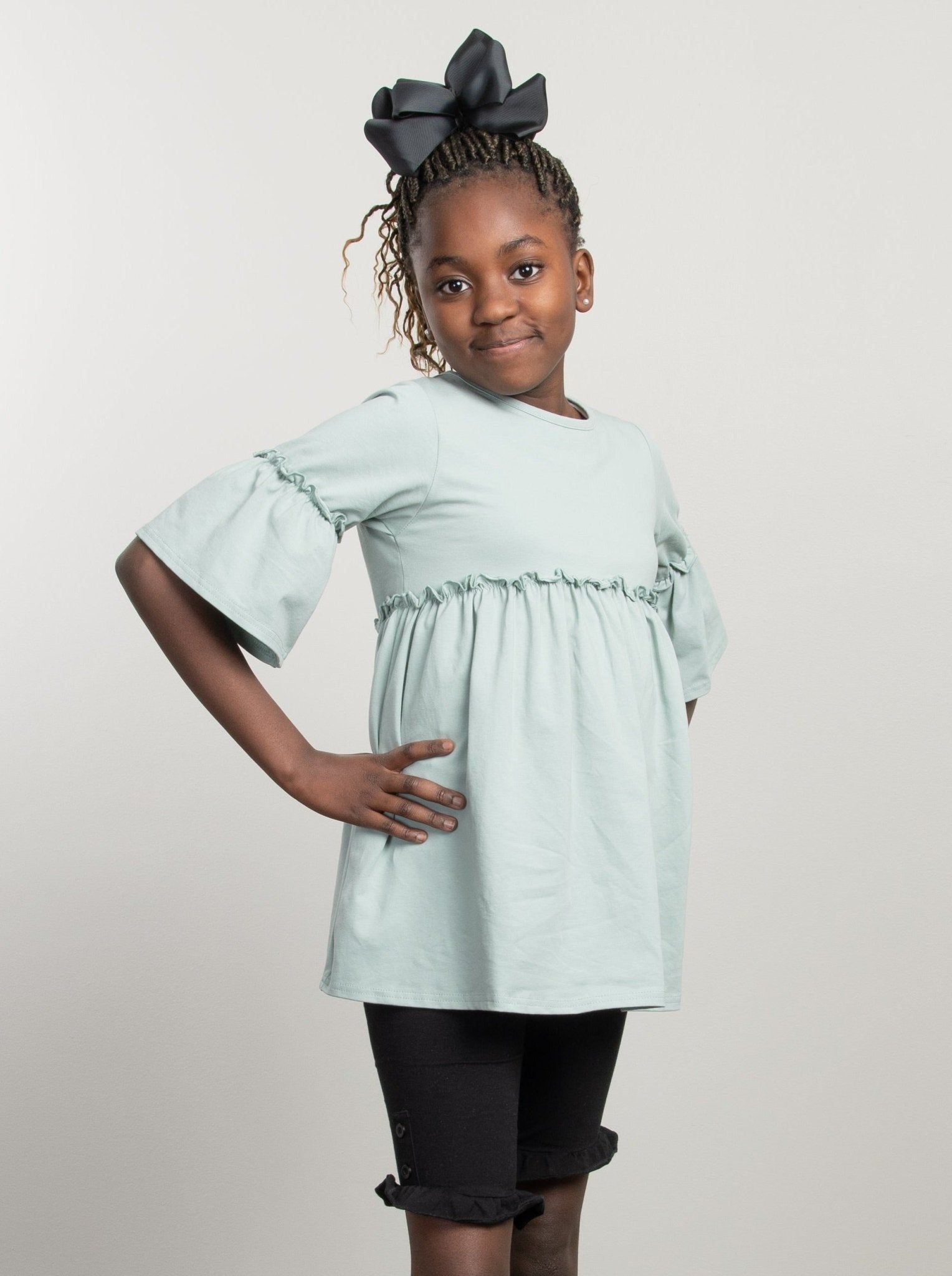 Mom & Me Mint Cotton Ruffle Tunic - Marie Nicole Clothing