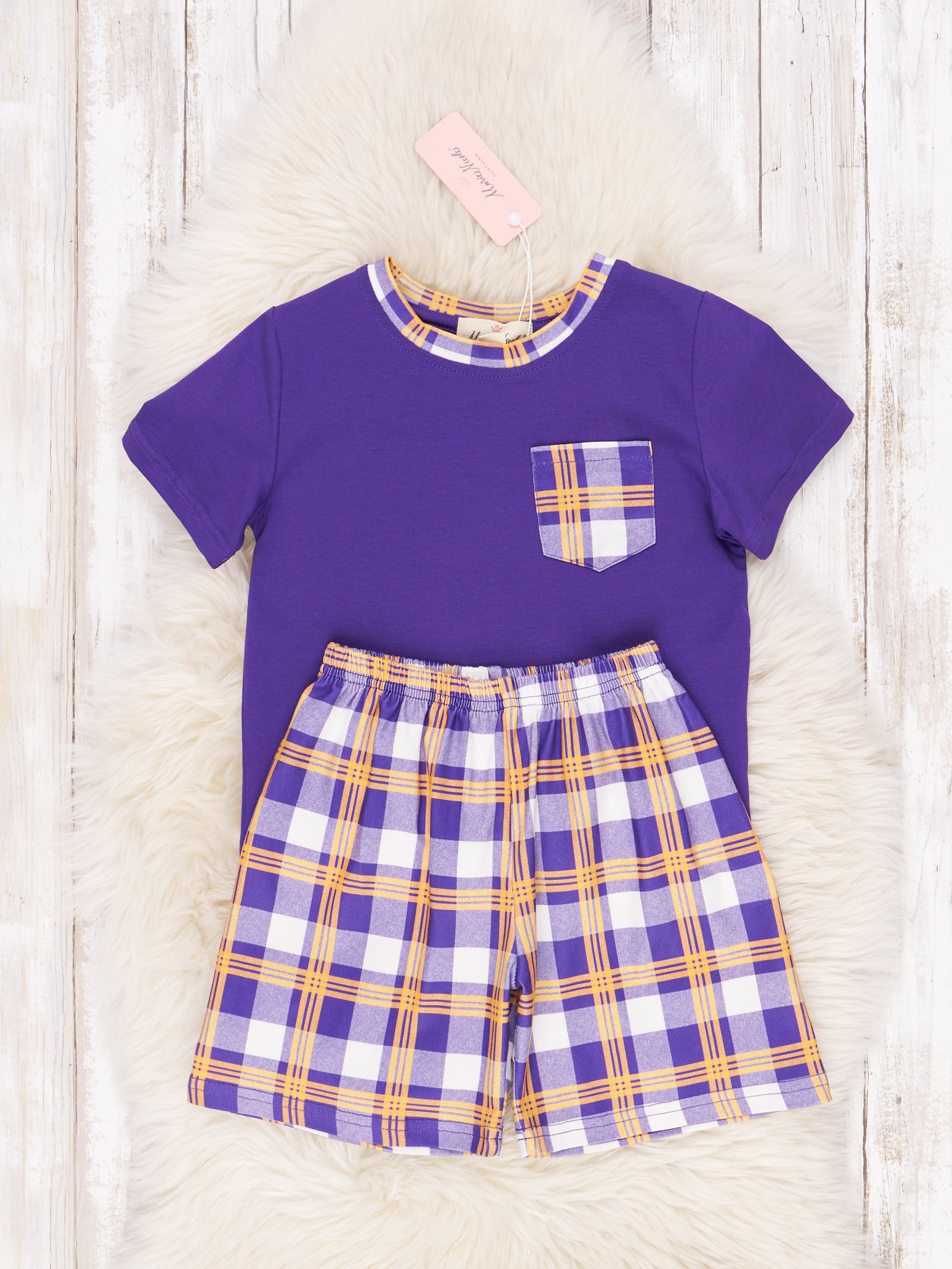 Purple & Gold Plaid Outfit - Marie Nicole Clothing
