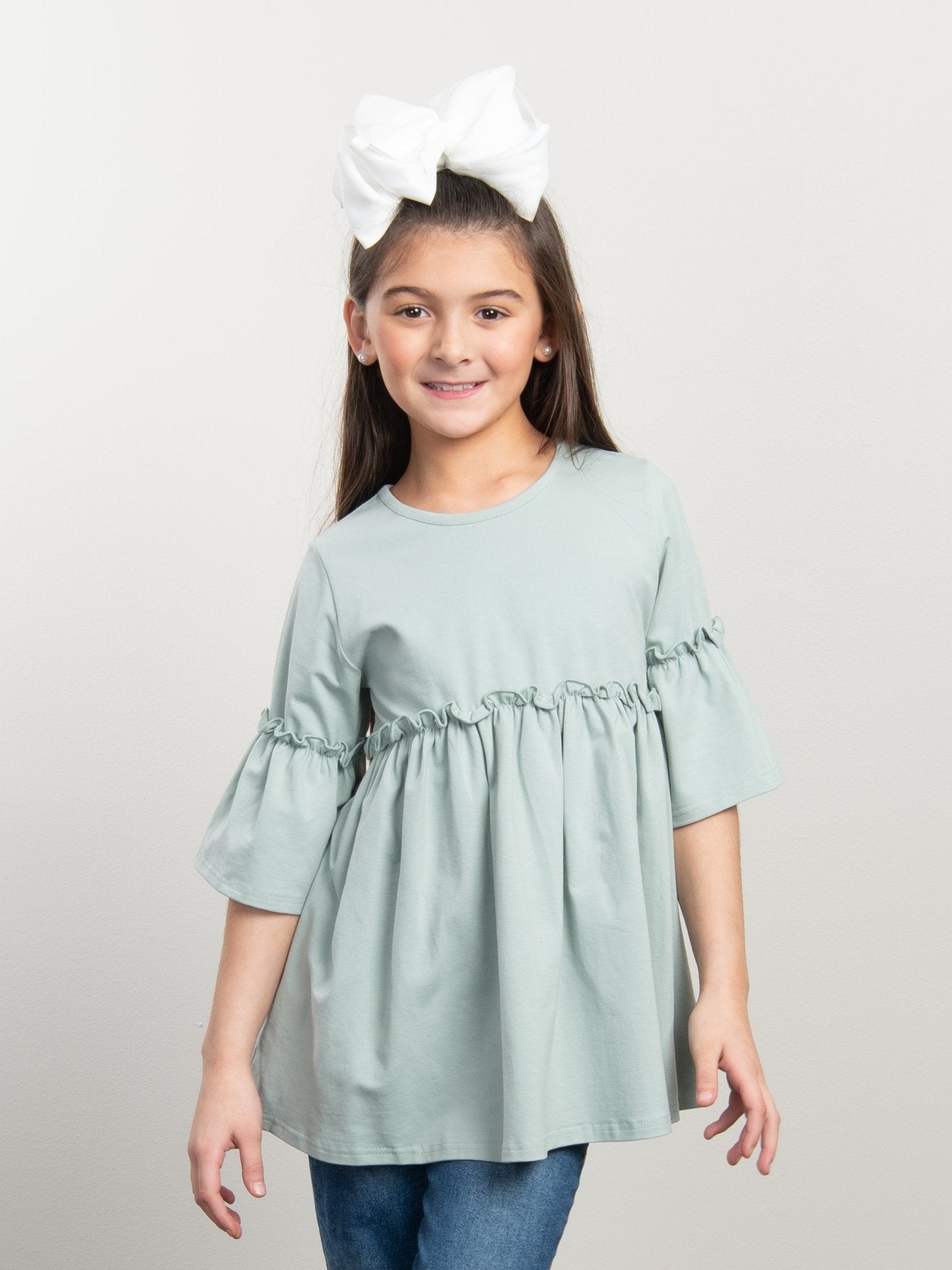 Mom & Me Mint Cotton Ruffle Tunic - Marie Nicole Clothing