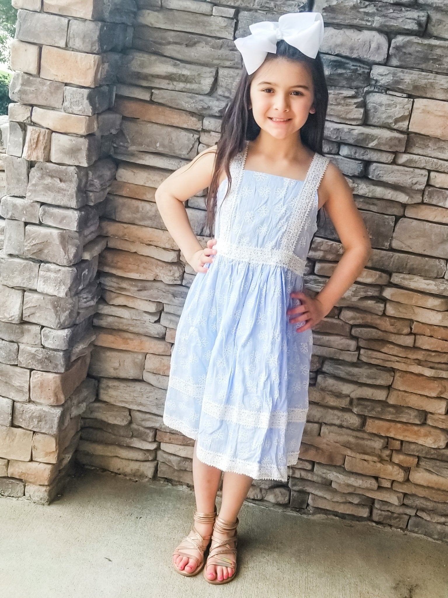 Blue Daisy Lace Dress - Marie Nicole Clothing