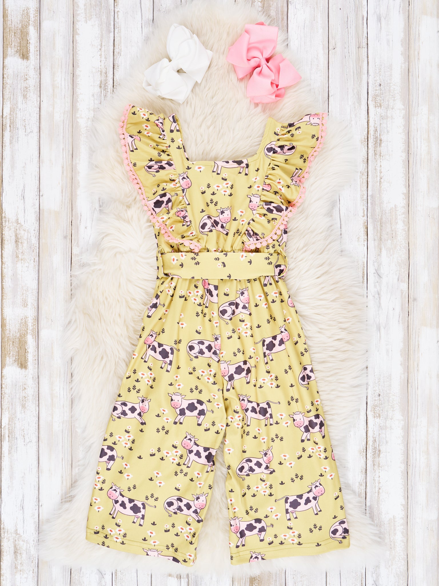Funky Cow Ruffle Jumpsuit - Marie Nicole Clothing