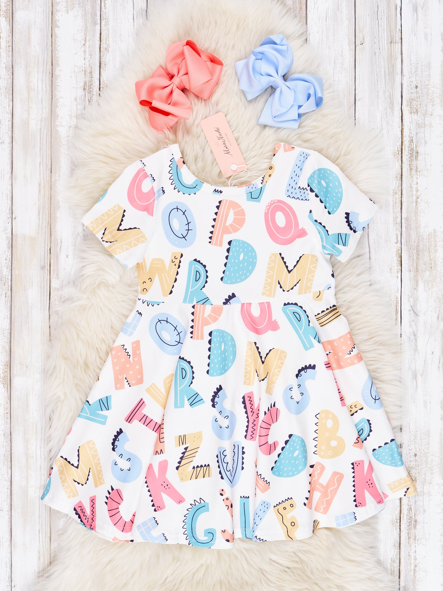 Dinosaur ABC Swing Dress - Marie Nicole Clothing