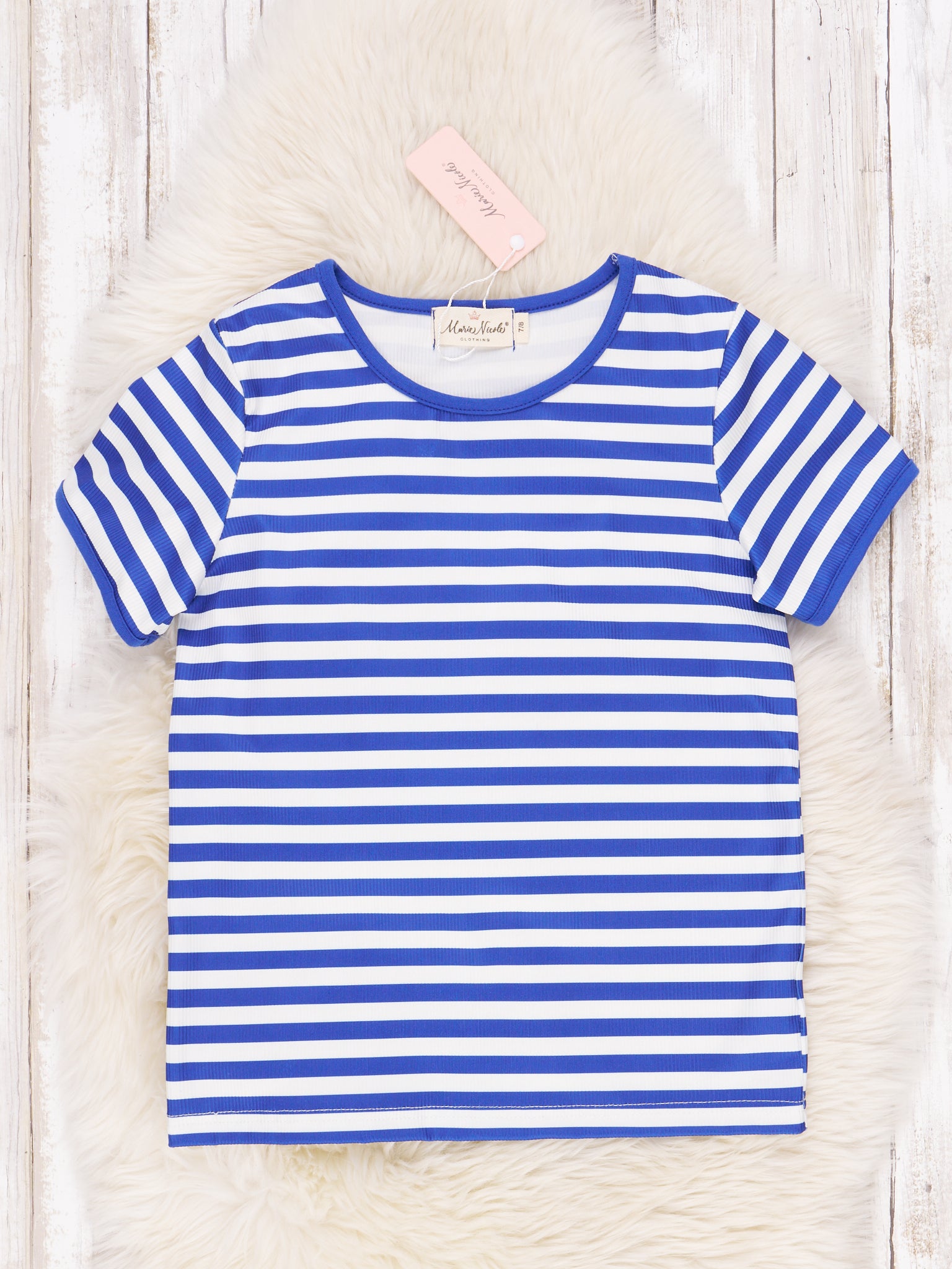 Pre - Teen Blue & White Striped Shirt - Marie Nicole Clothing