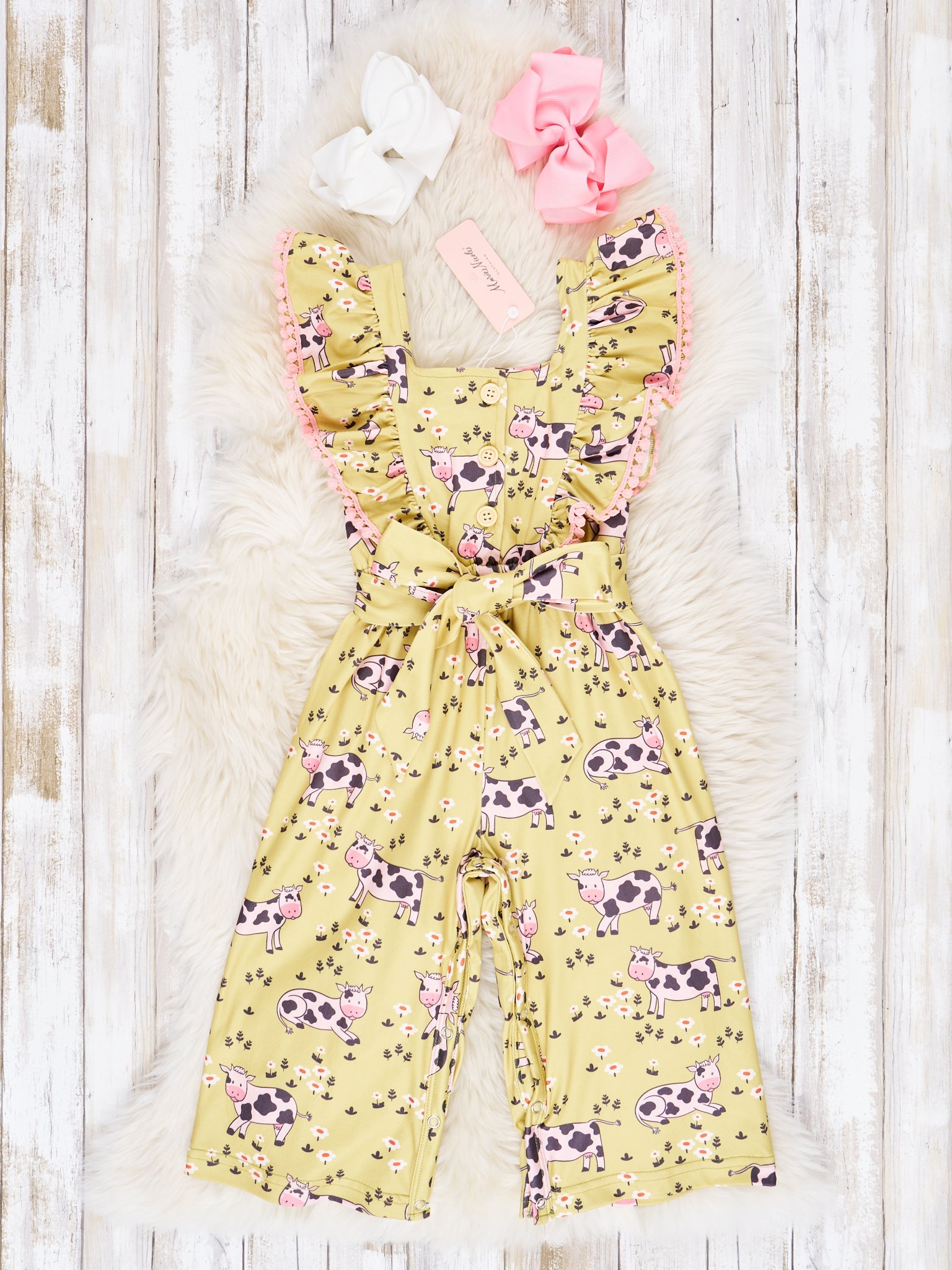 Funky Cow Ruffle Jumpsuit - Marie Nicole Clothing