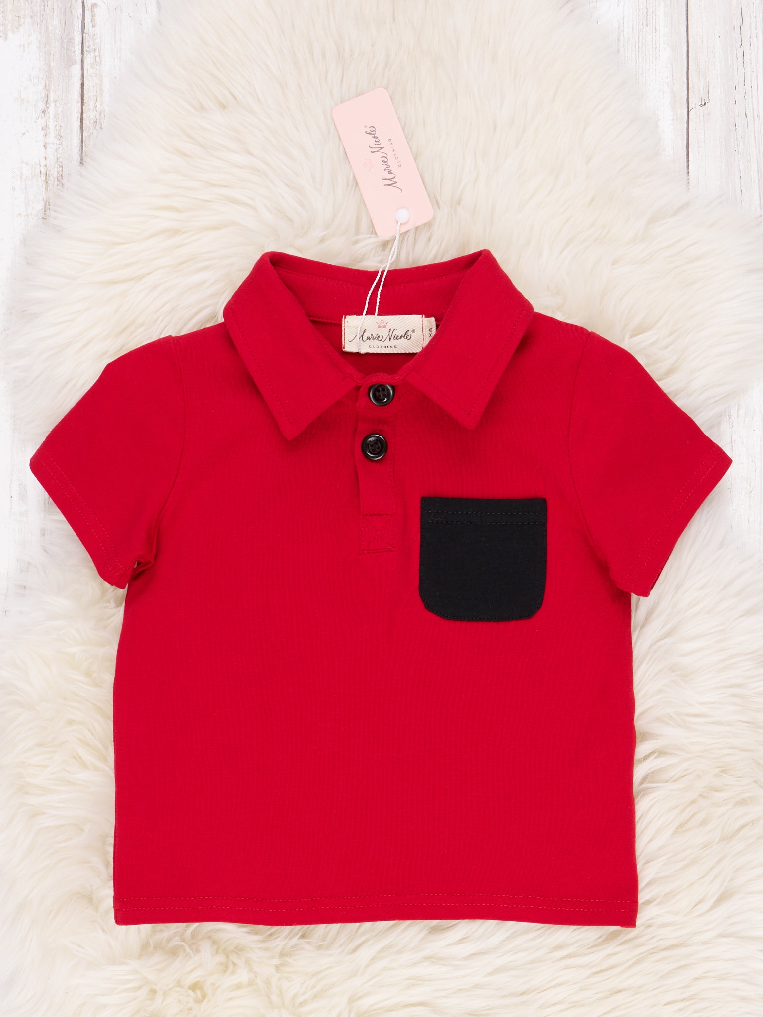 Red & Black Polo - Marie Nicole Clothing