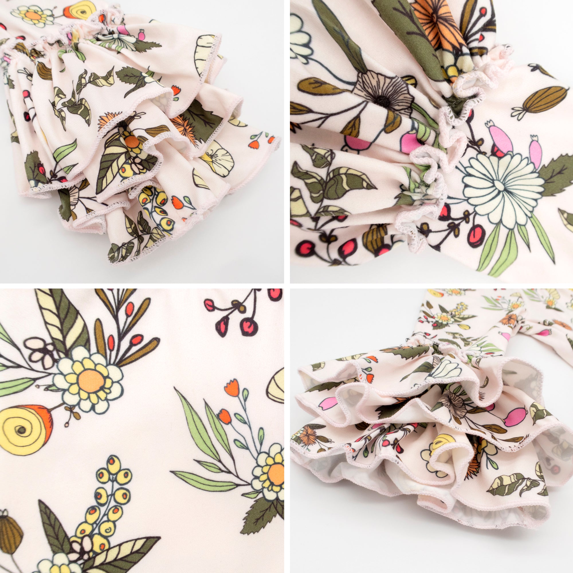 Tulip Ruffle Leggings - Fall Baby PINK Floral - Marie Nicole Clothing