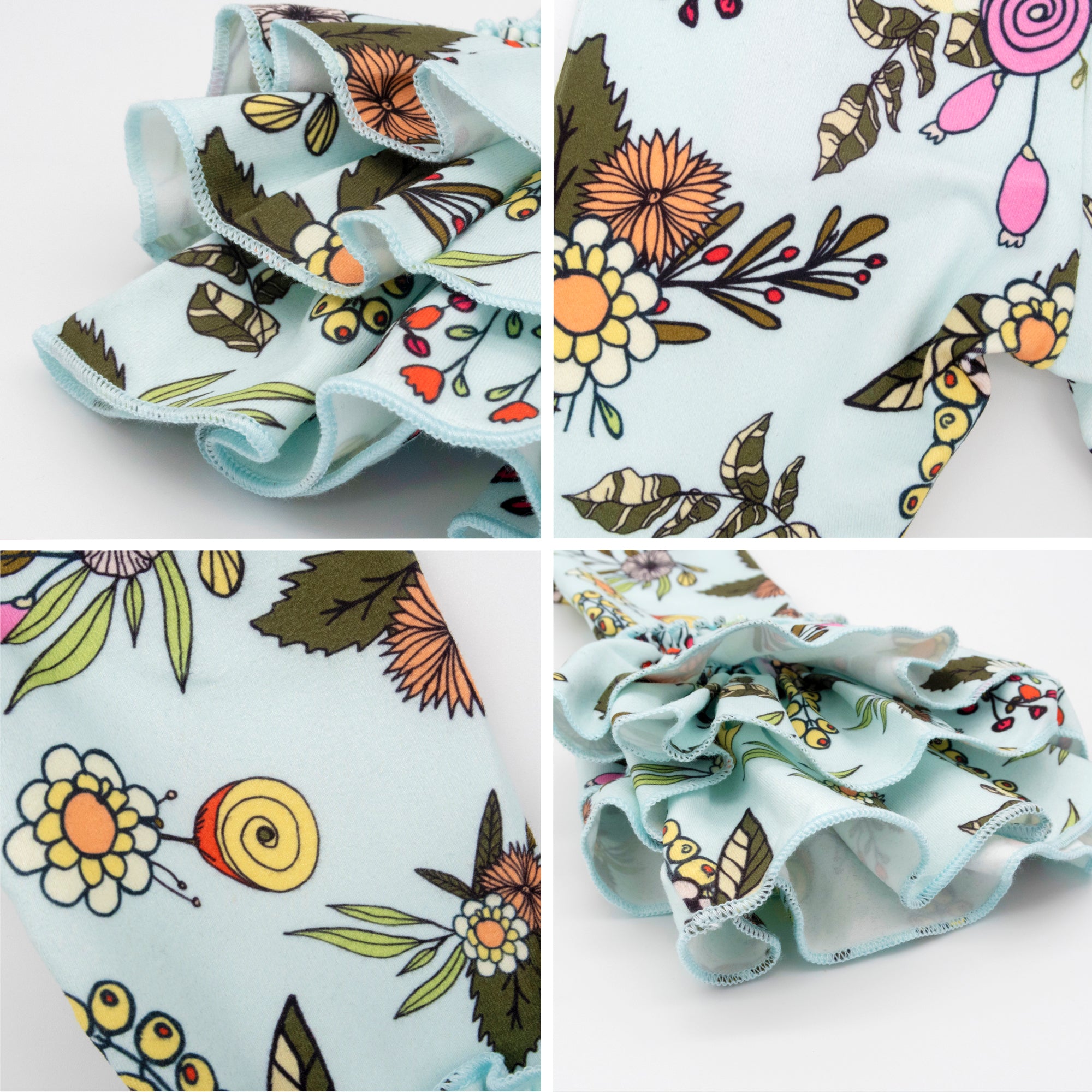 Tulip Ruffle Leggings - Fall Baby BLUE Floral - Marie Nicole Clothing