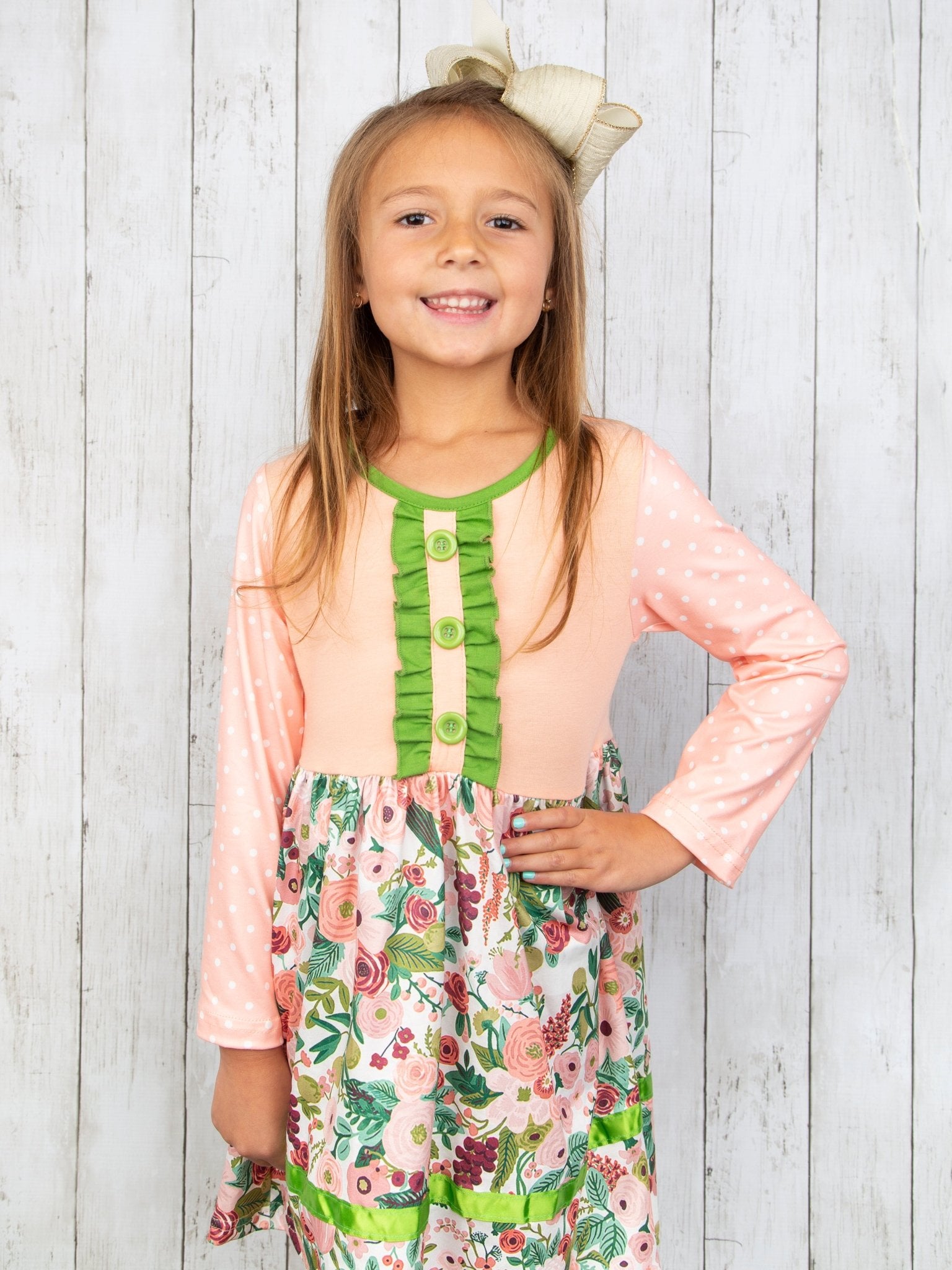 Pink & Green Floral Dress - Marie Nicole Clothing