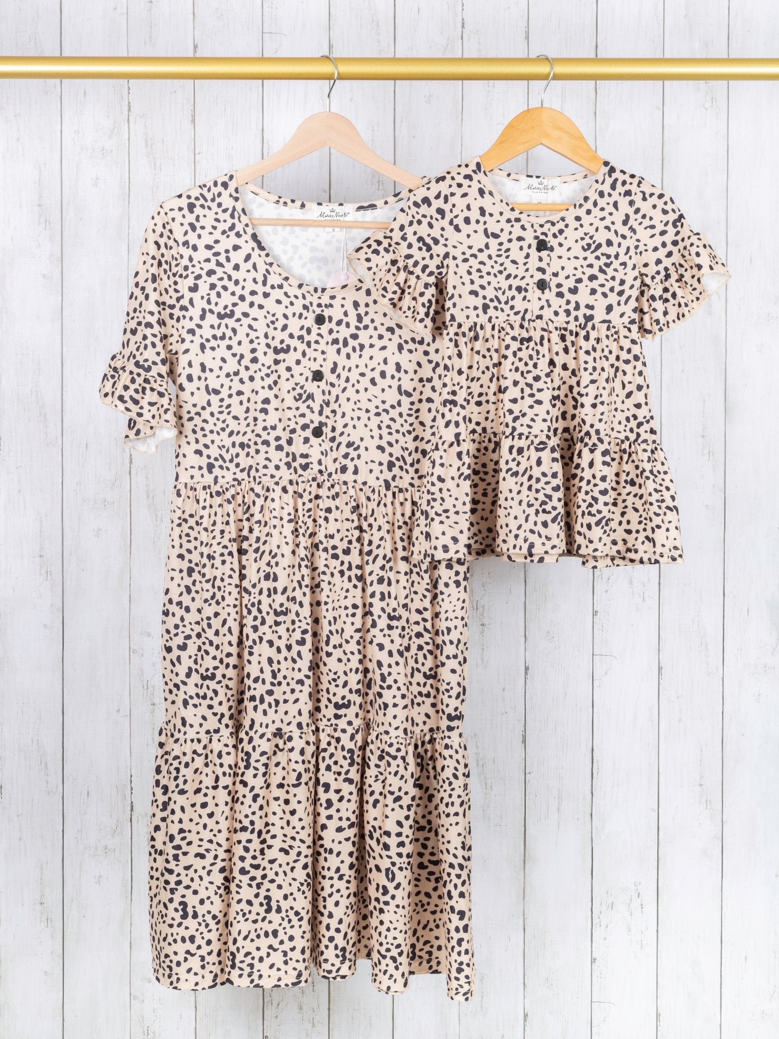 Mom & Me Dalmatian Print Tiered Ruffle Dress - Marie Nicole Clothing