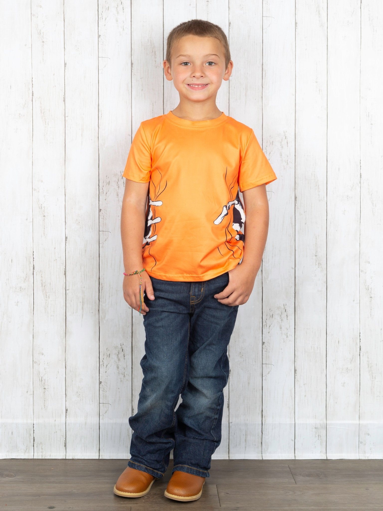 Skeleton Hands Orange T-Shirt - Marie Nicole Clothing