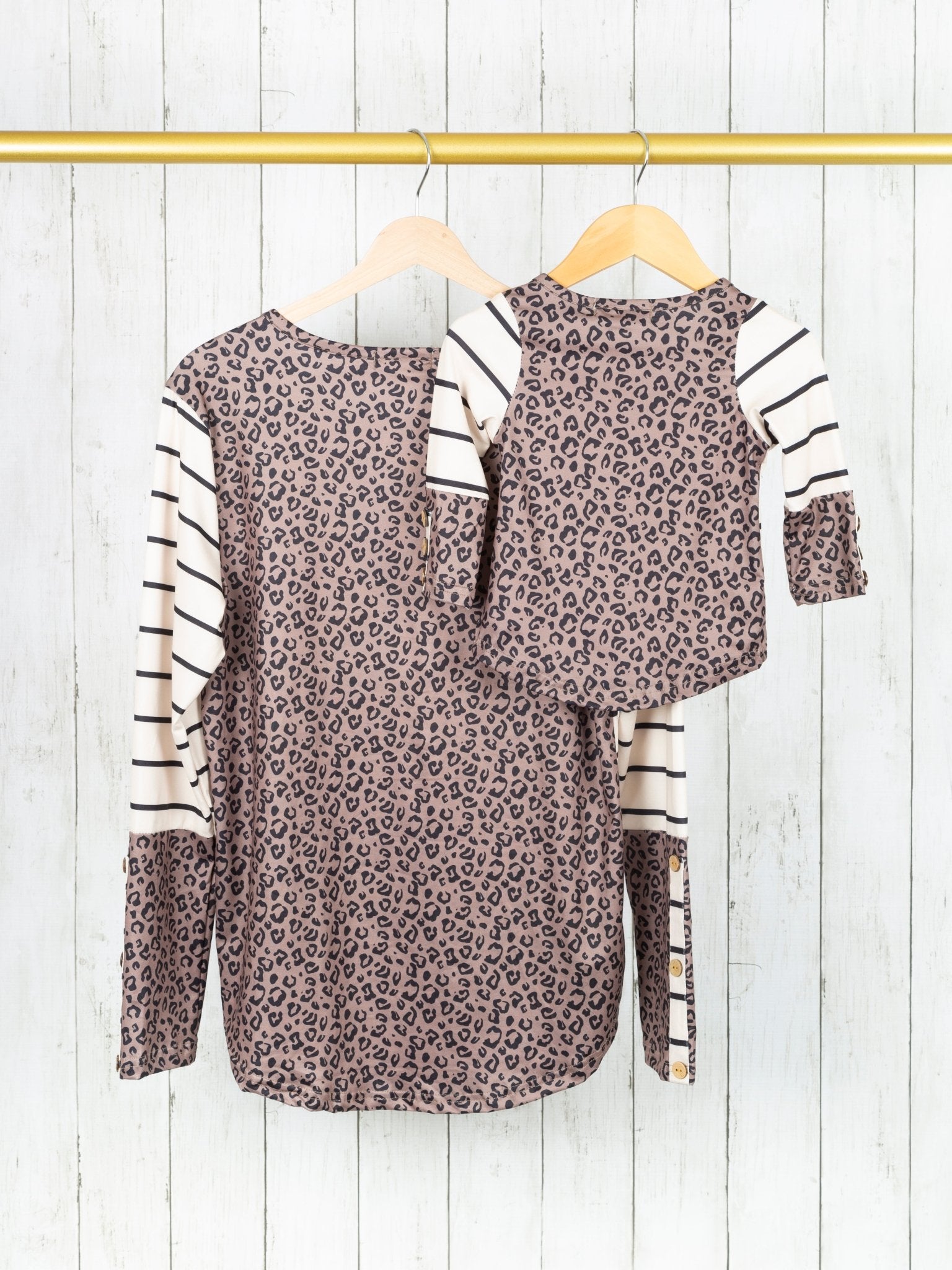 Mom & Me Striped Cheetah Shirt - Marie Nicole Clothing