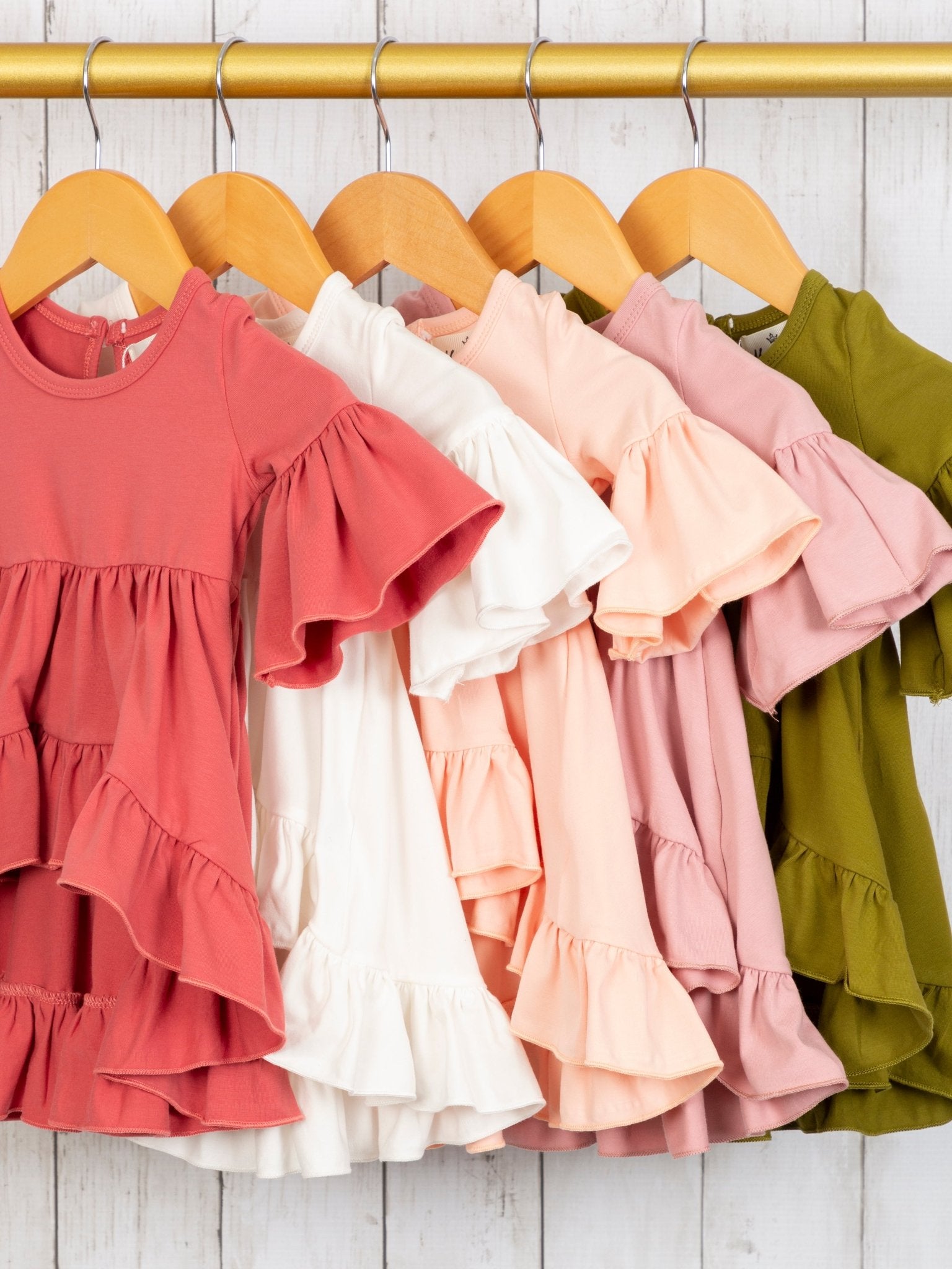 Cotton Bell - Sleeve Hi - Lo Ruffle Top - Multiple Colors - Marie Nicole Clothing